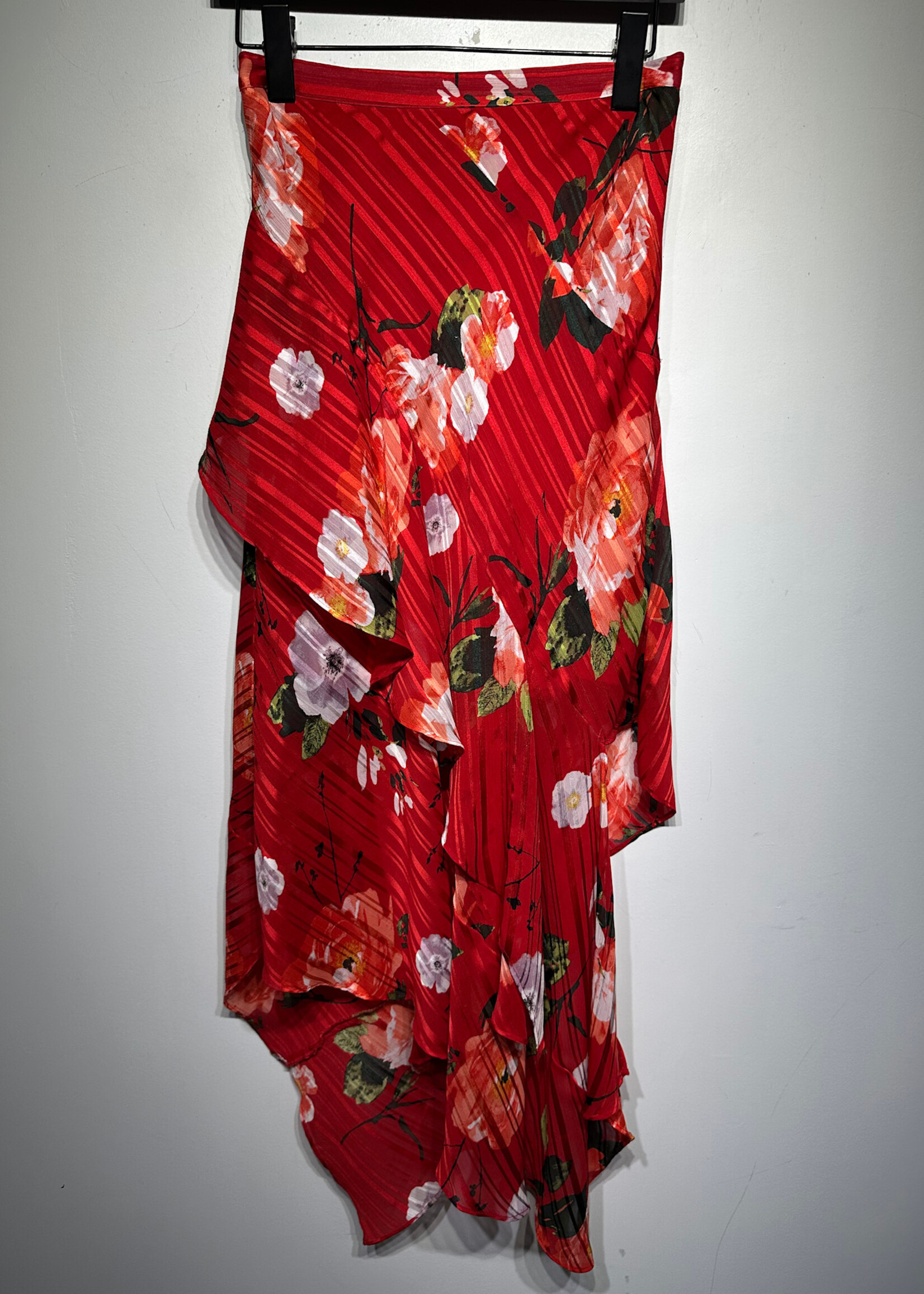 Guess Red Floral Asymetrical Skirt 24