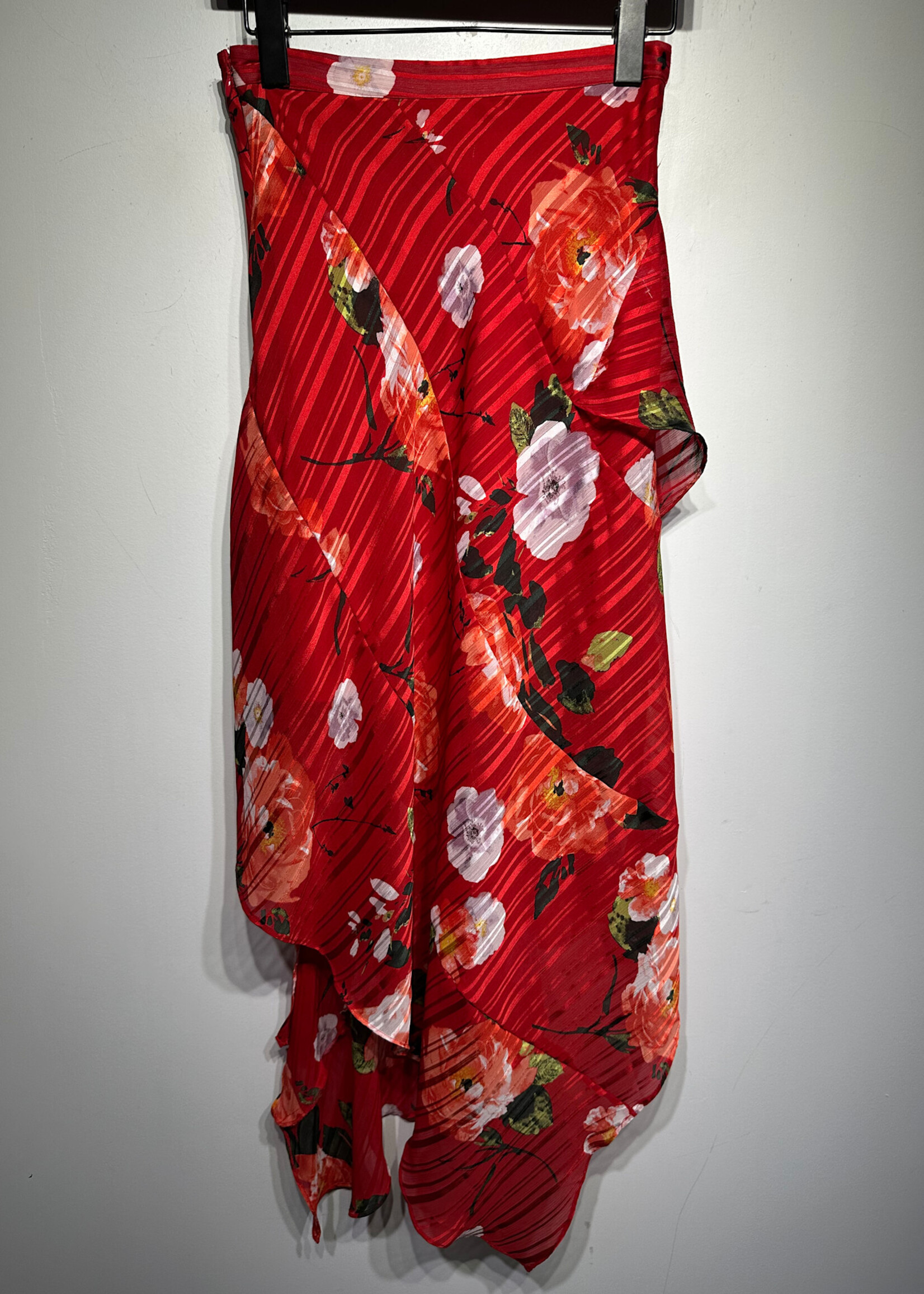 Guess Red Floral Asymetrical Skirt 24