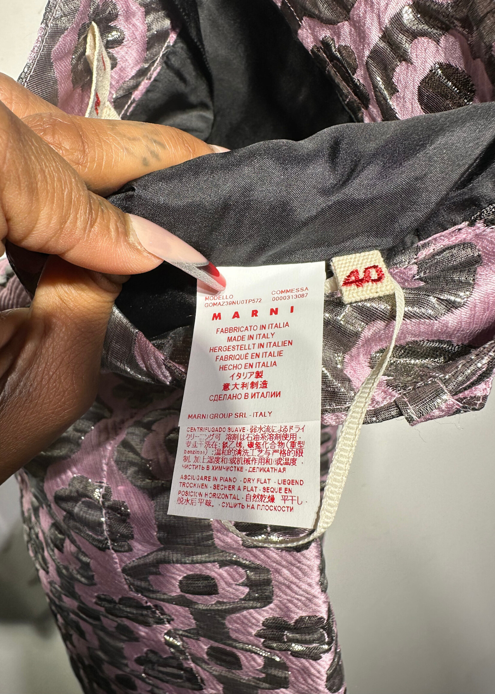 Marni Pink Floral Orange Trim Skirt 32