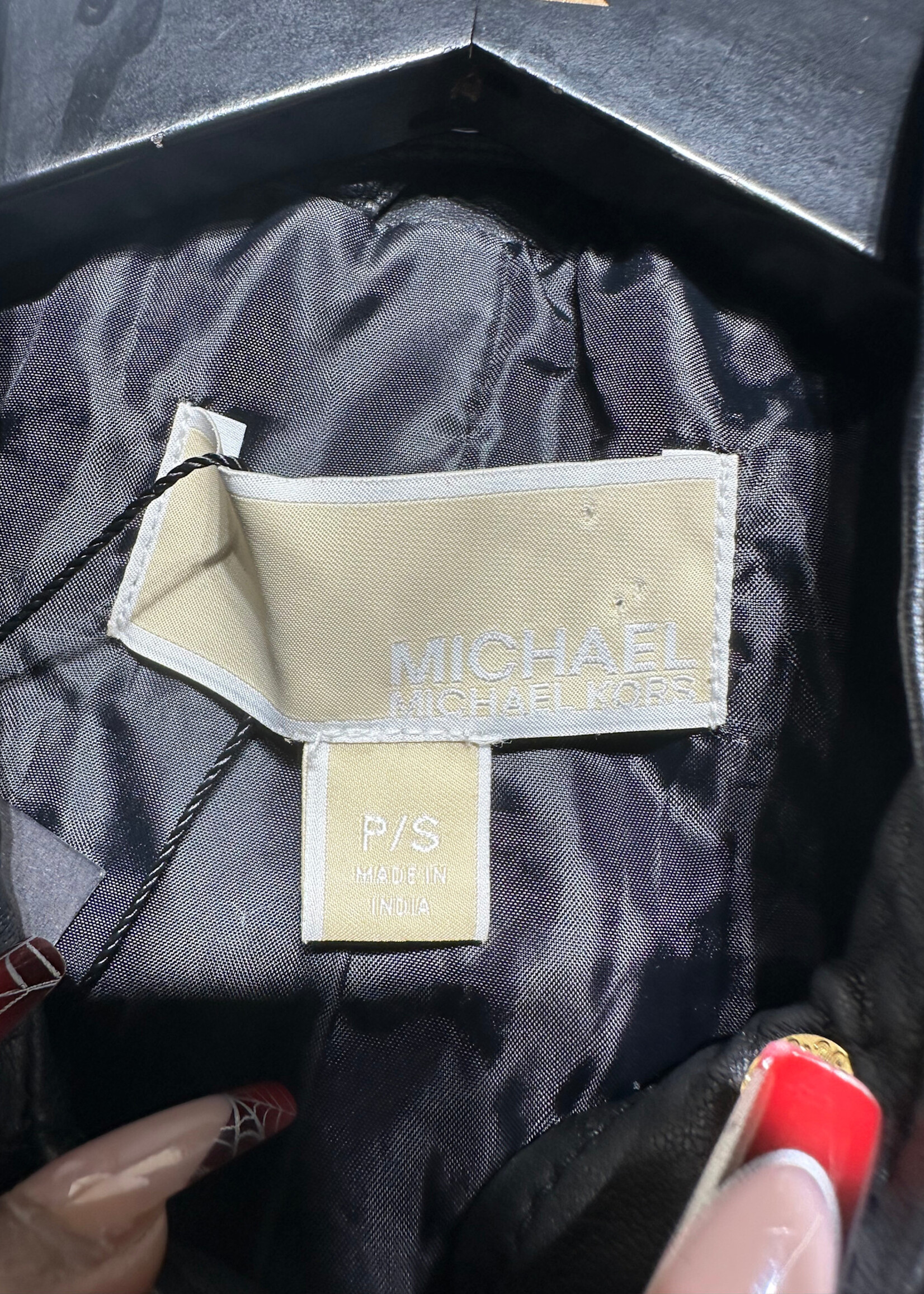 Michael Kors Leather Biker Jacket Fem S