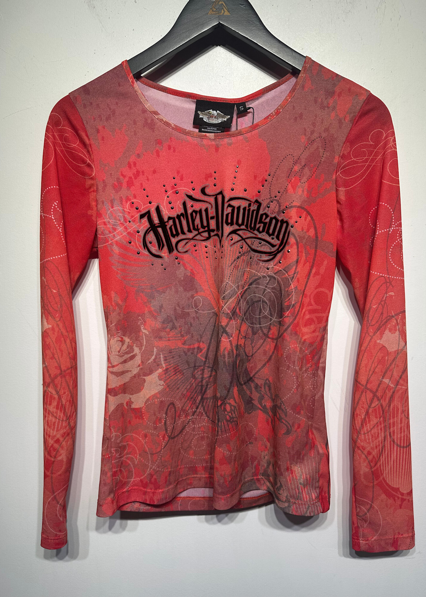Harley Orange Mesh Bedazzled LS S