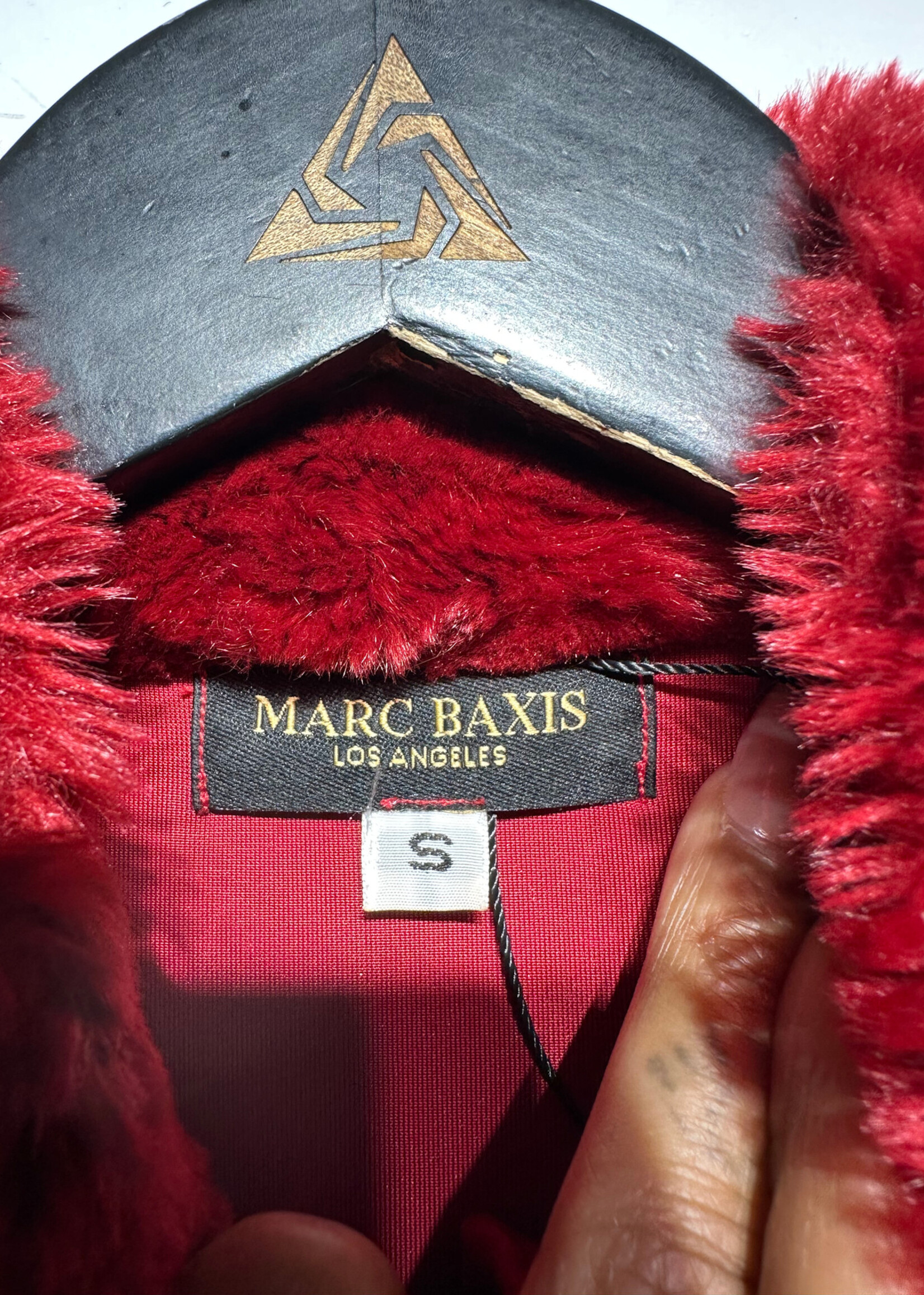 Mark Baxis Red Diamond Stitch Velet L/S Top Fem S