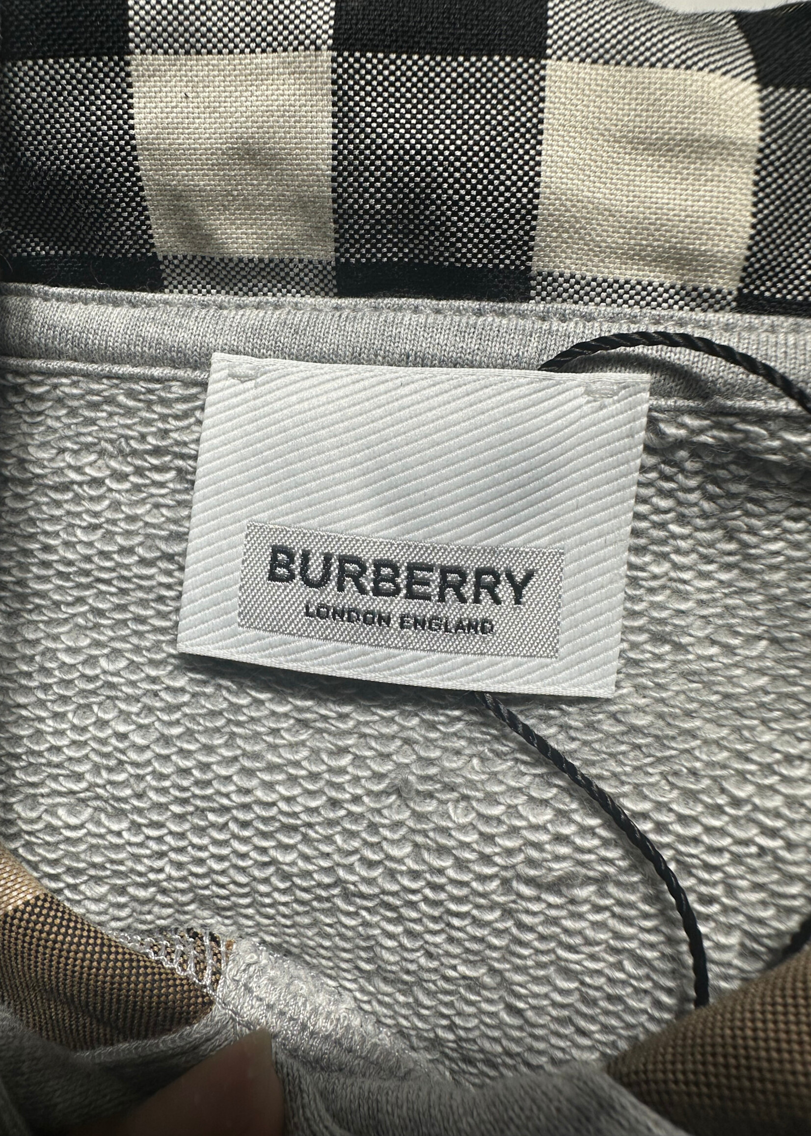NWT Burberry Crop Grey Logo Hoodie Fem M