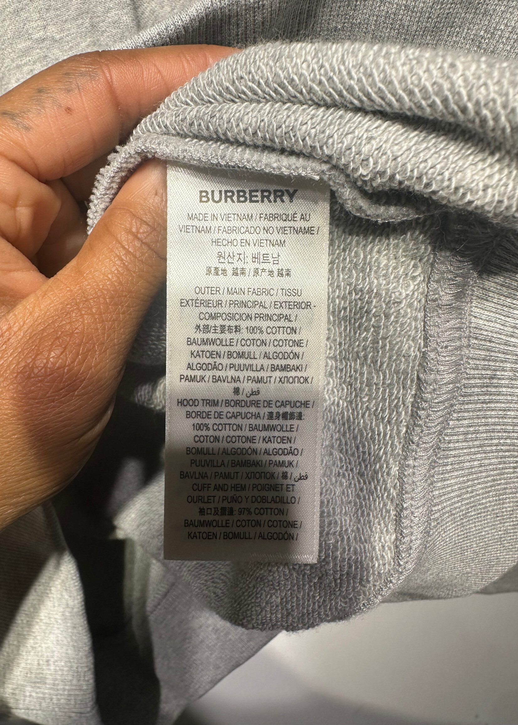 NWT Burberry Crop Grey Logo Hoodie Fem M