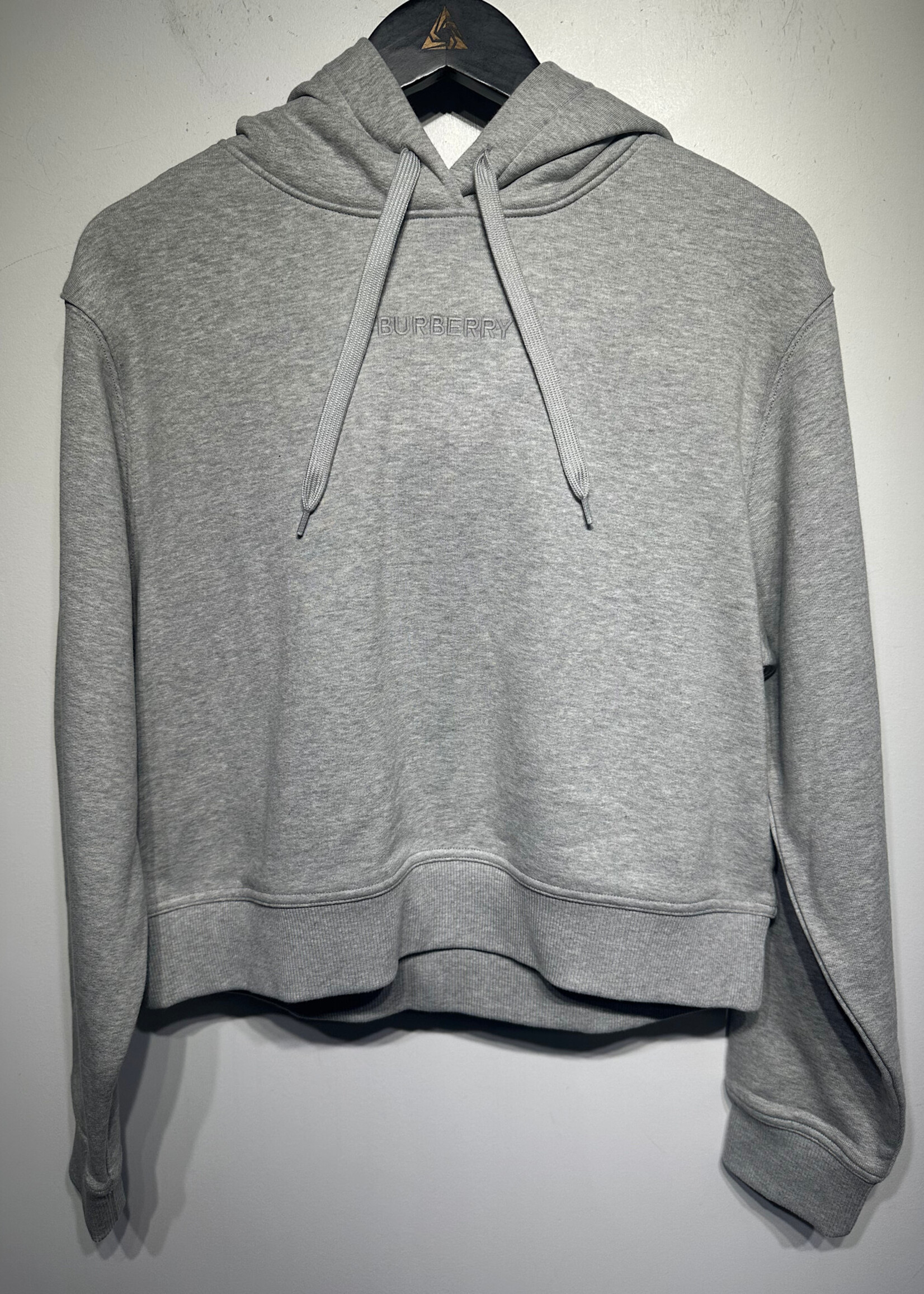 NWT Burberry Crop Grey Logo Hoodie Fem M