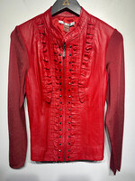 Peter Nygard Red Leather Studded Jacket S