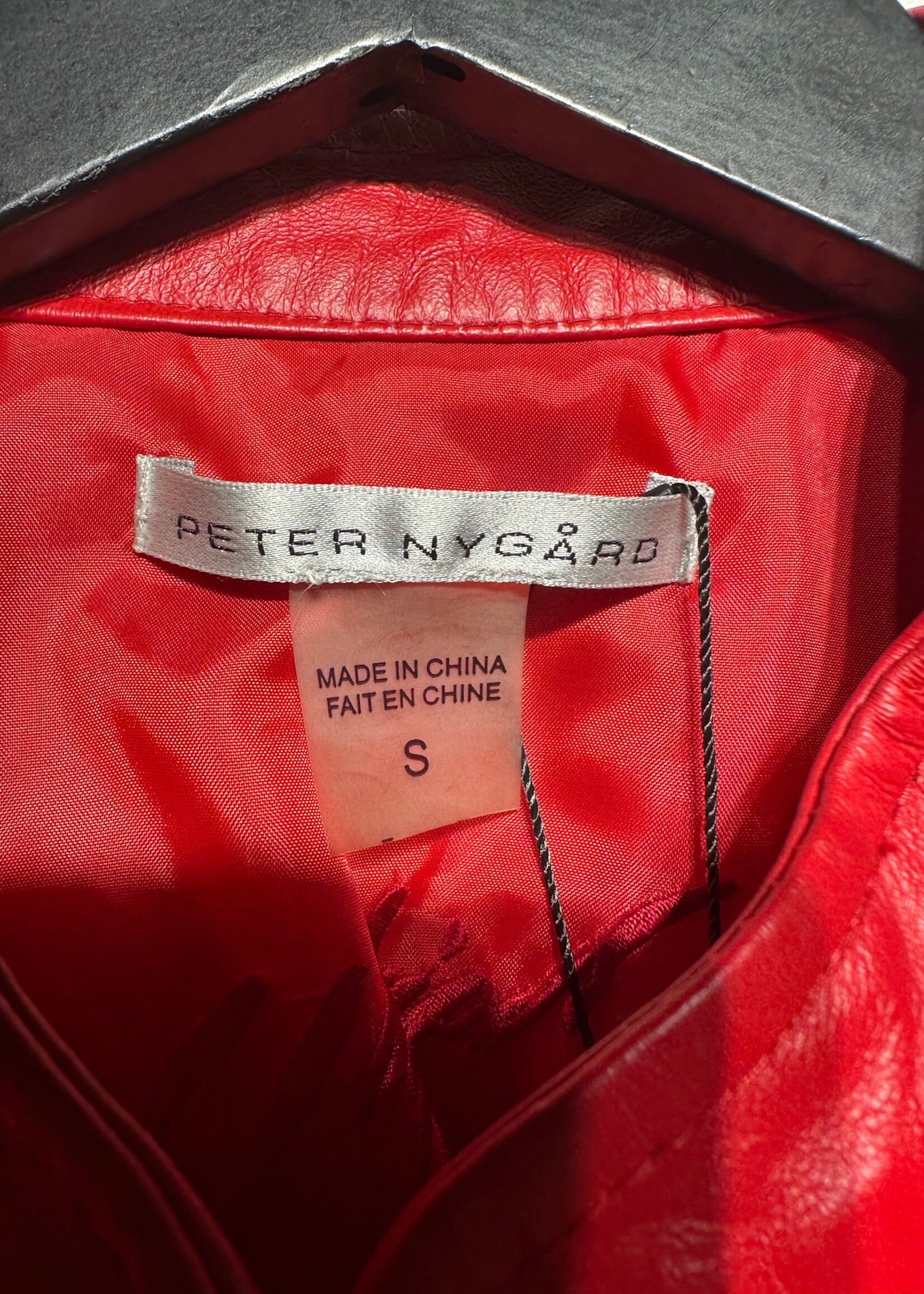 Peter Nygard Red Leather Studded Jacket S