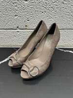 Gucci Grey Monogram Horsebit Heels 36/6
