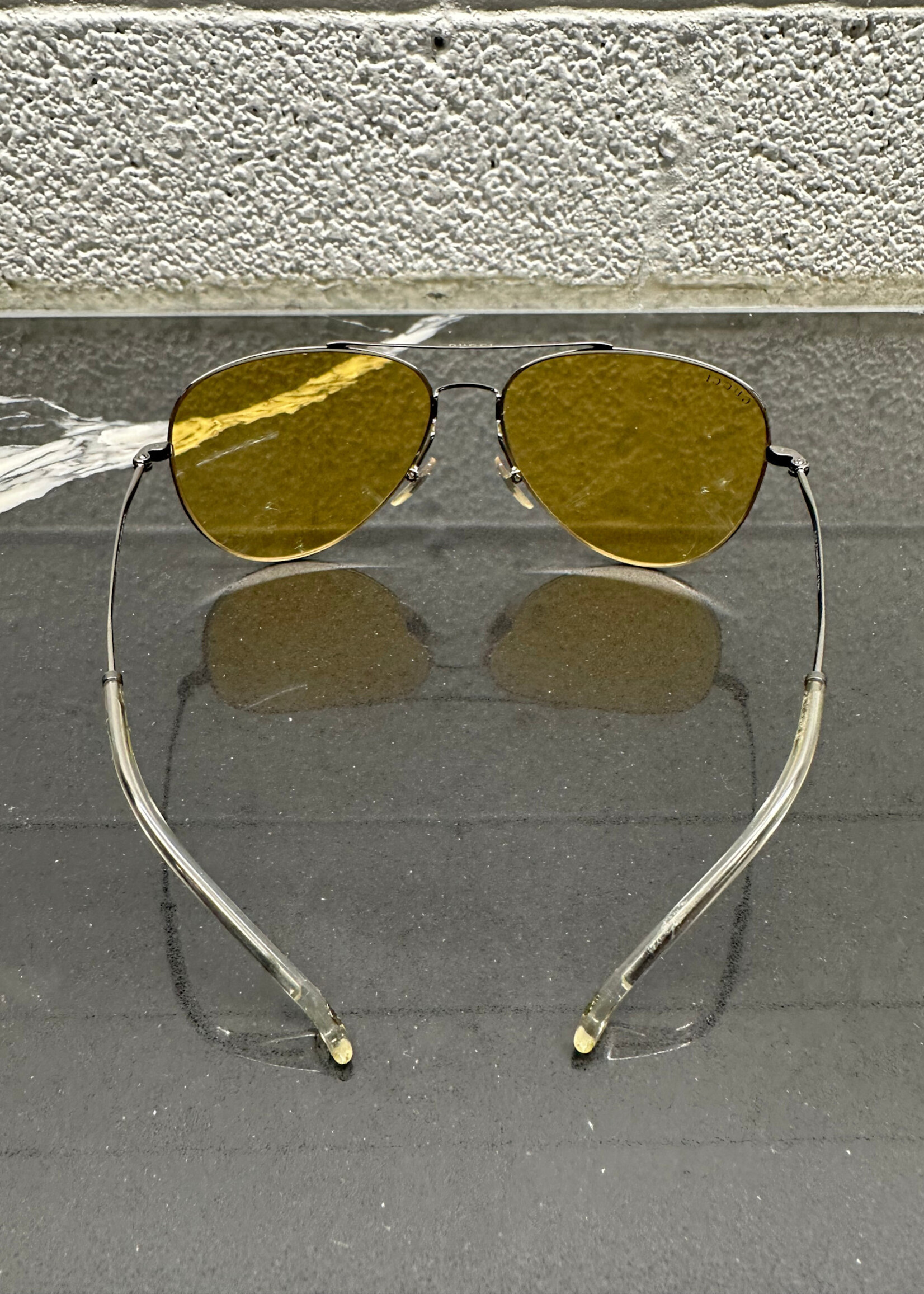 Gucci Yellow Lense Aviator Sunglasses OS W/ CASE