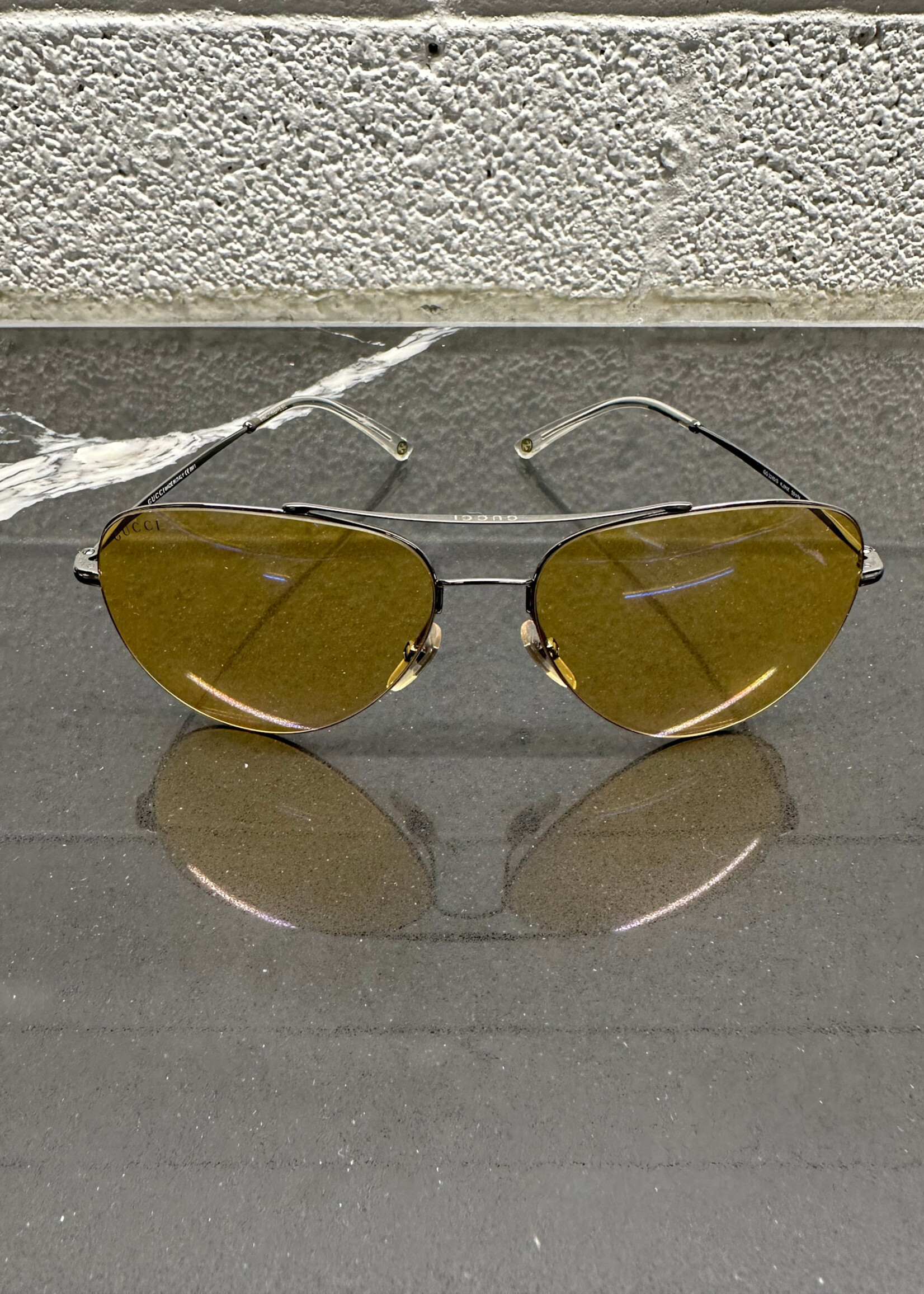 Gucci Yellow Lense Aviator Sunglasses OS W/ CASE