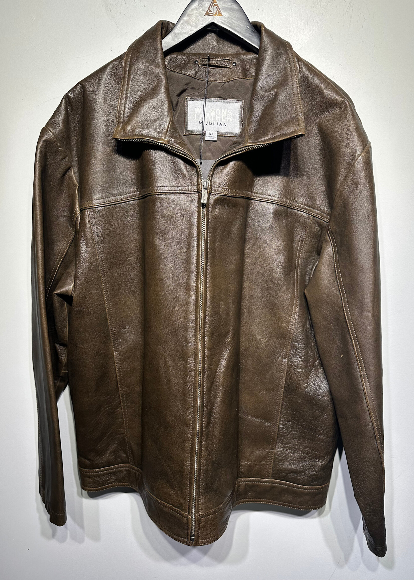 Wilsons Leather Brown Zip Up Jacket Masc XL