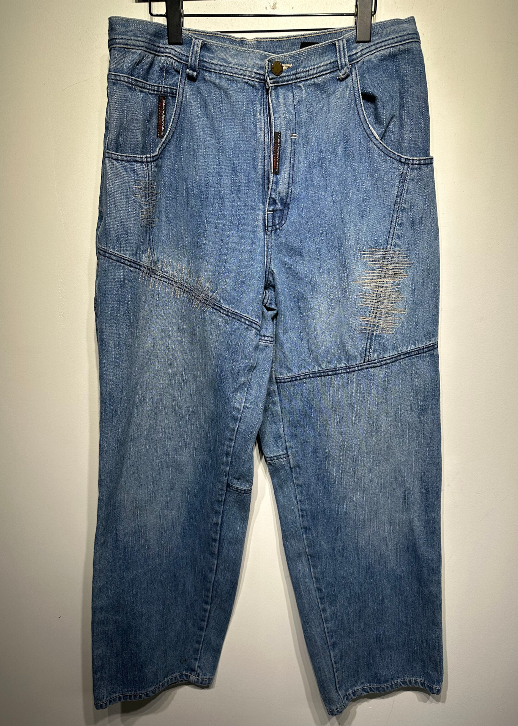 Akademiks Light Wash Stitched Baggy Jean Masc 34