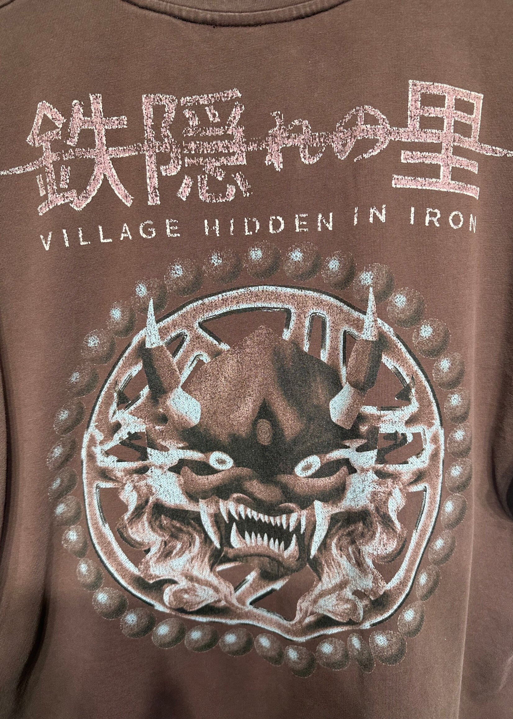 VILLAGE HIDDEN IN IRON MAROON KANJI TEE XL