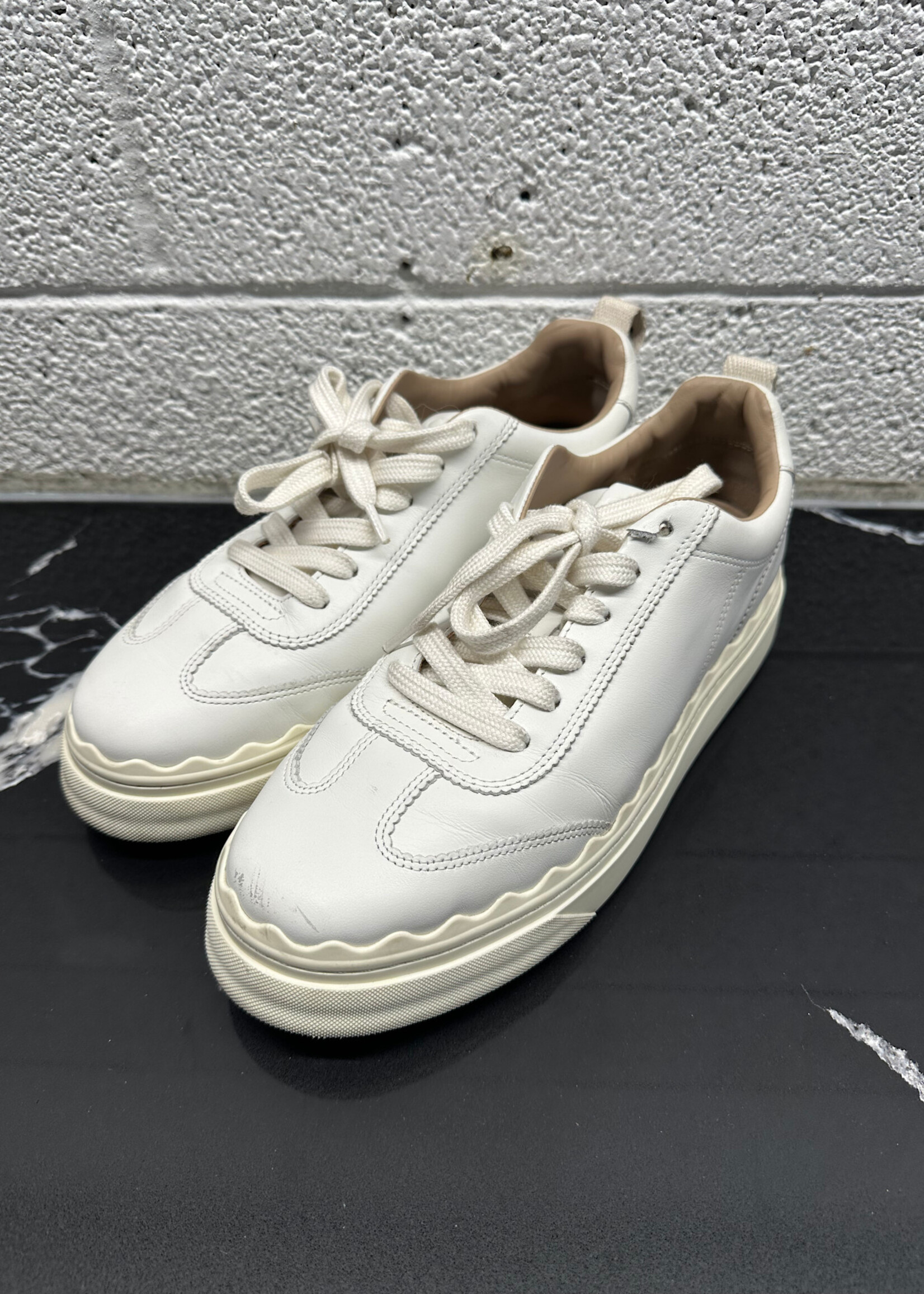 Chloe Lauren White Leather Shoes Masc 8 Fem 9.5