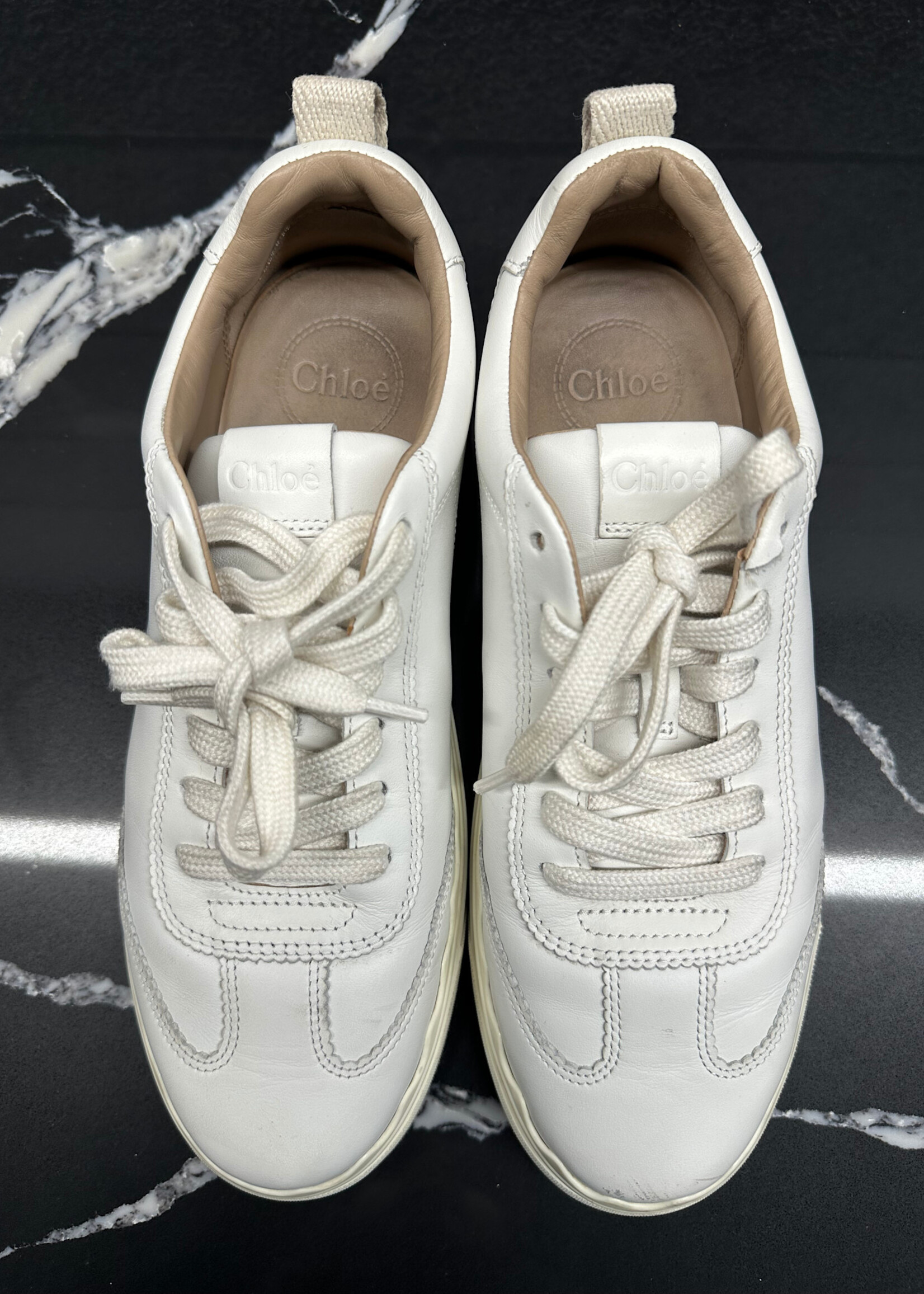 Chloe Lauren White Leather Shoes Masc 8 Fem 9.5