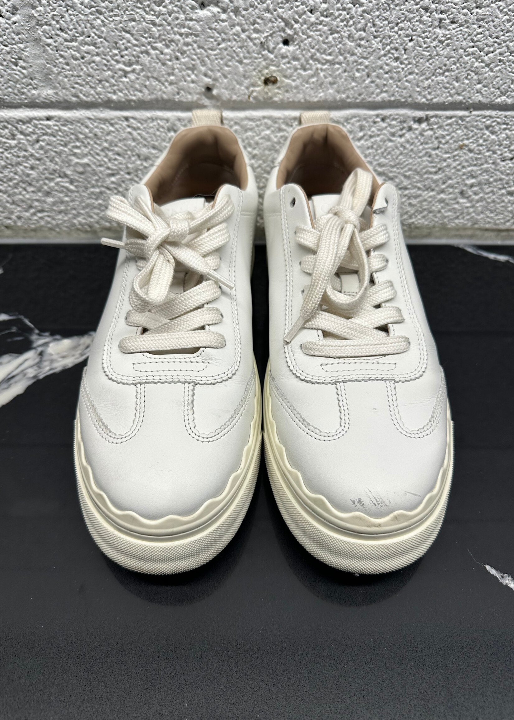 Chloe Lauren White Leather Shoes Masc 8 Fem 9.5