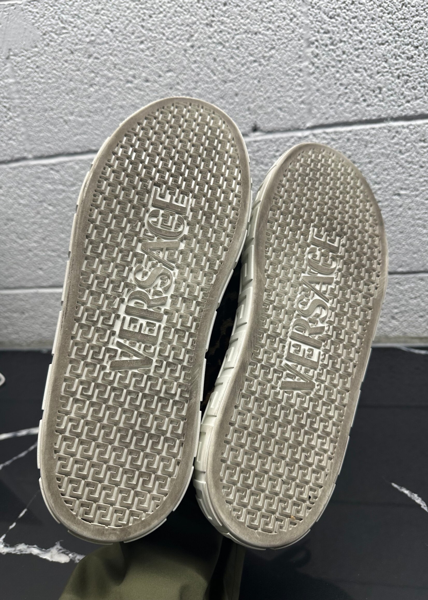 Versace Greca Leopard Pony Hair Sneakers 9