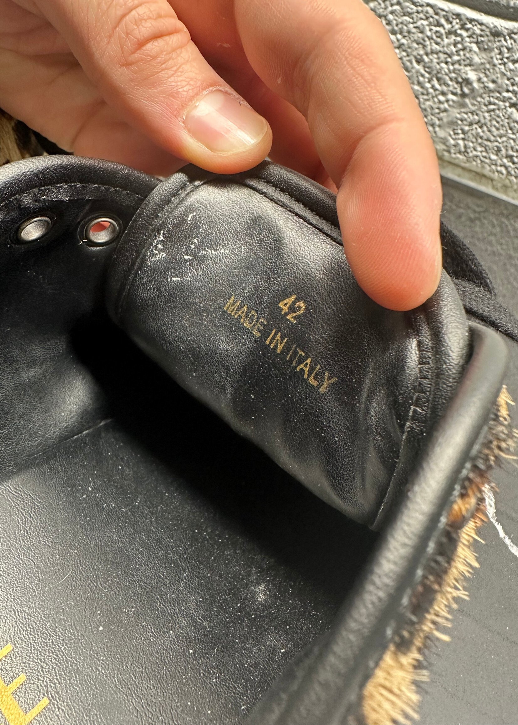 Versace Greca Leopard Pony Hair Sneakers 9