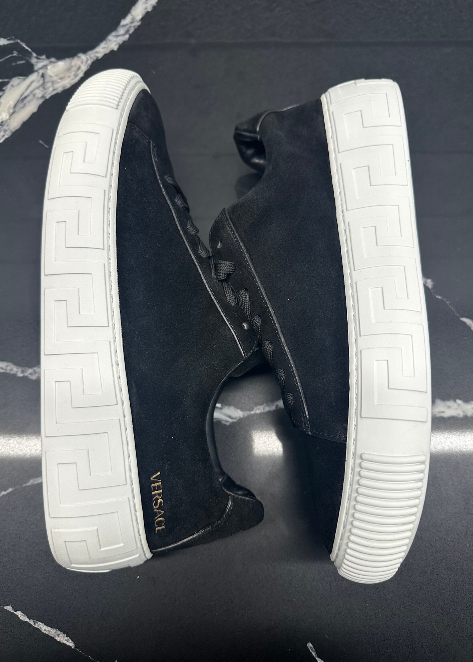 Versace Greca Black Suede Sneakers 9