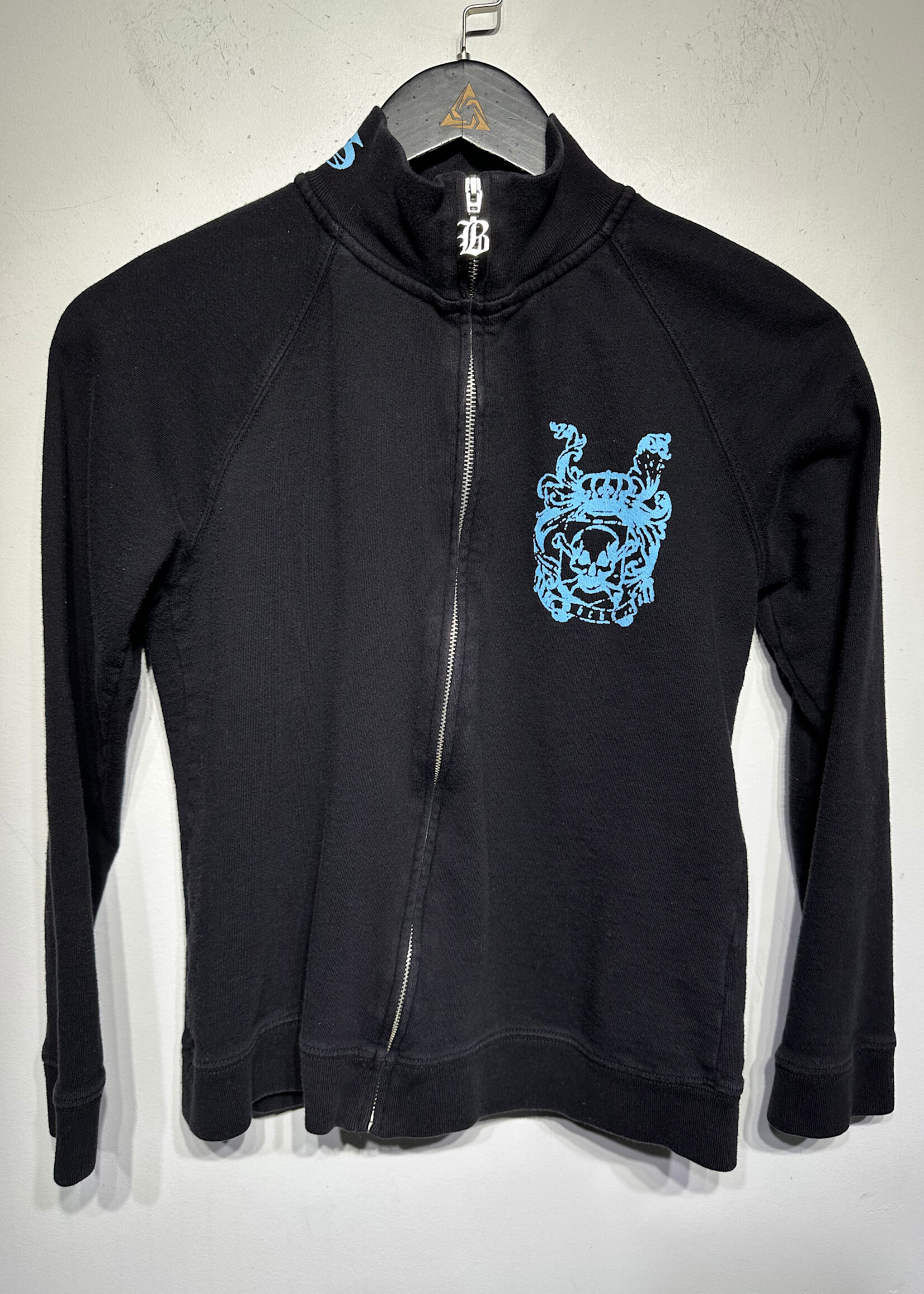 BCBG Y2K Black Blue Embroidered Jacket Fem L