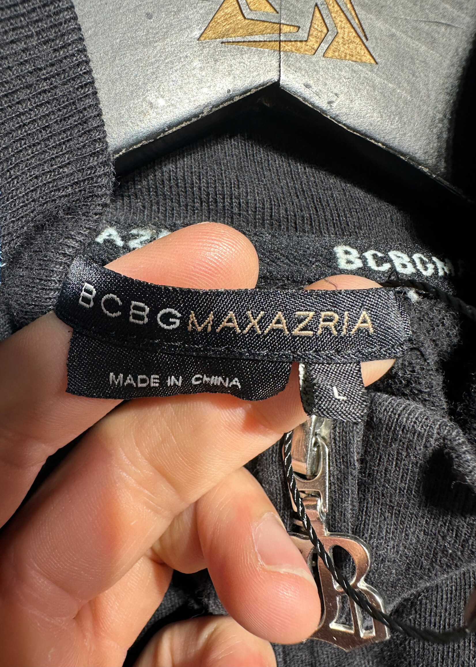 BCBG Y2K Black Blue Embroidered Jacket Fem L