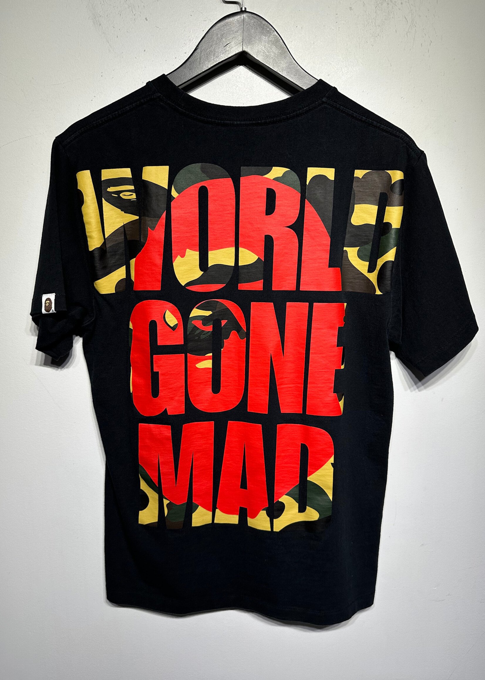 Bape Black World Gone Mad Back Graphic Tee M