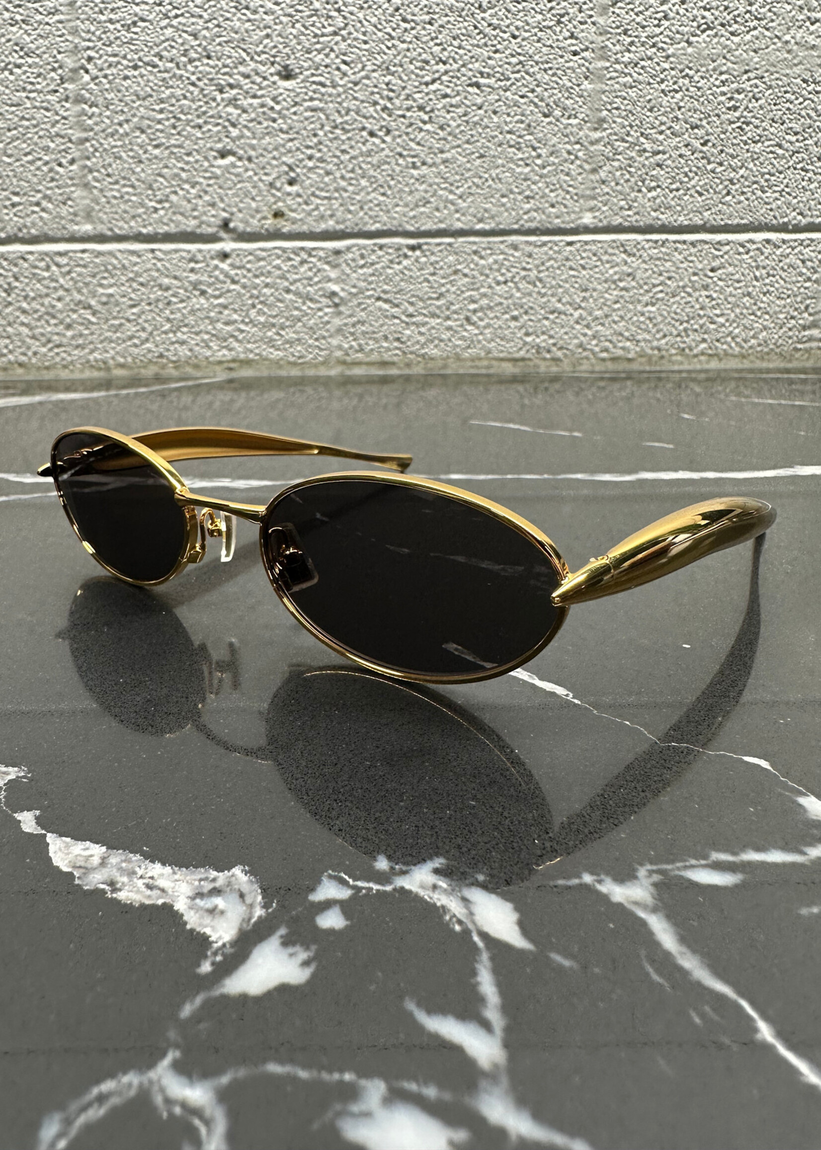 Bottega Veneta Gold Sardine Oval Glasses (Retail $655)