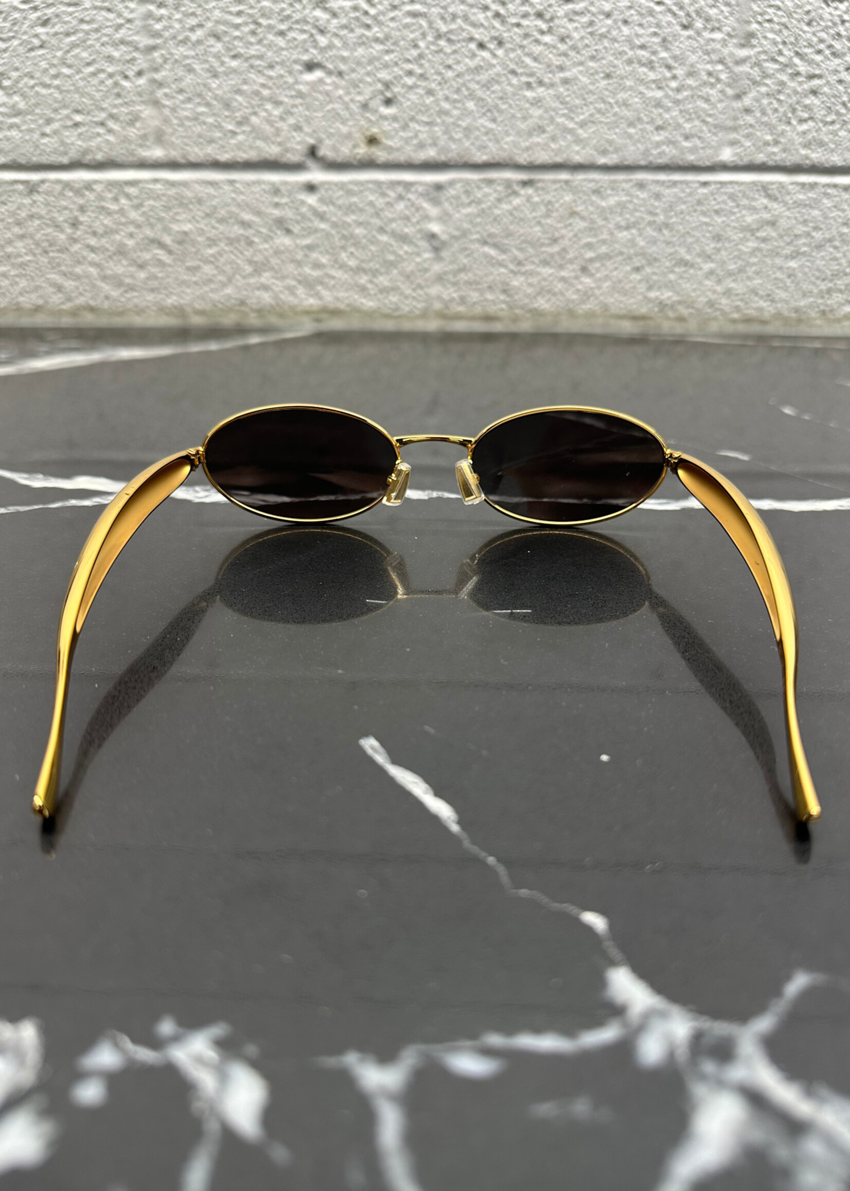 Bottega Veneta Gold Sardine Oval Glasses (Retail $655)