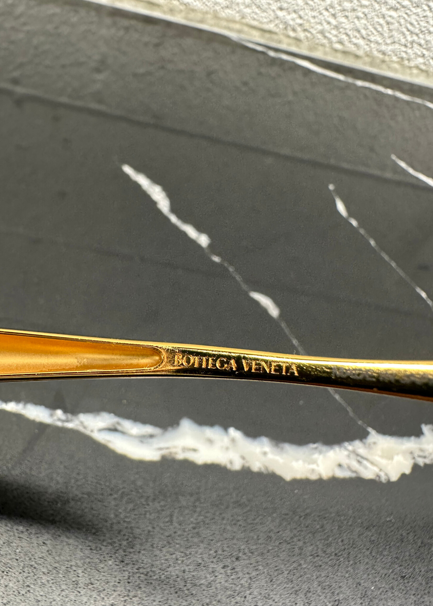 Bottega Veneta Gold Sardine Oval Glasses (Retail $655)