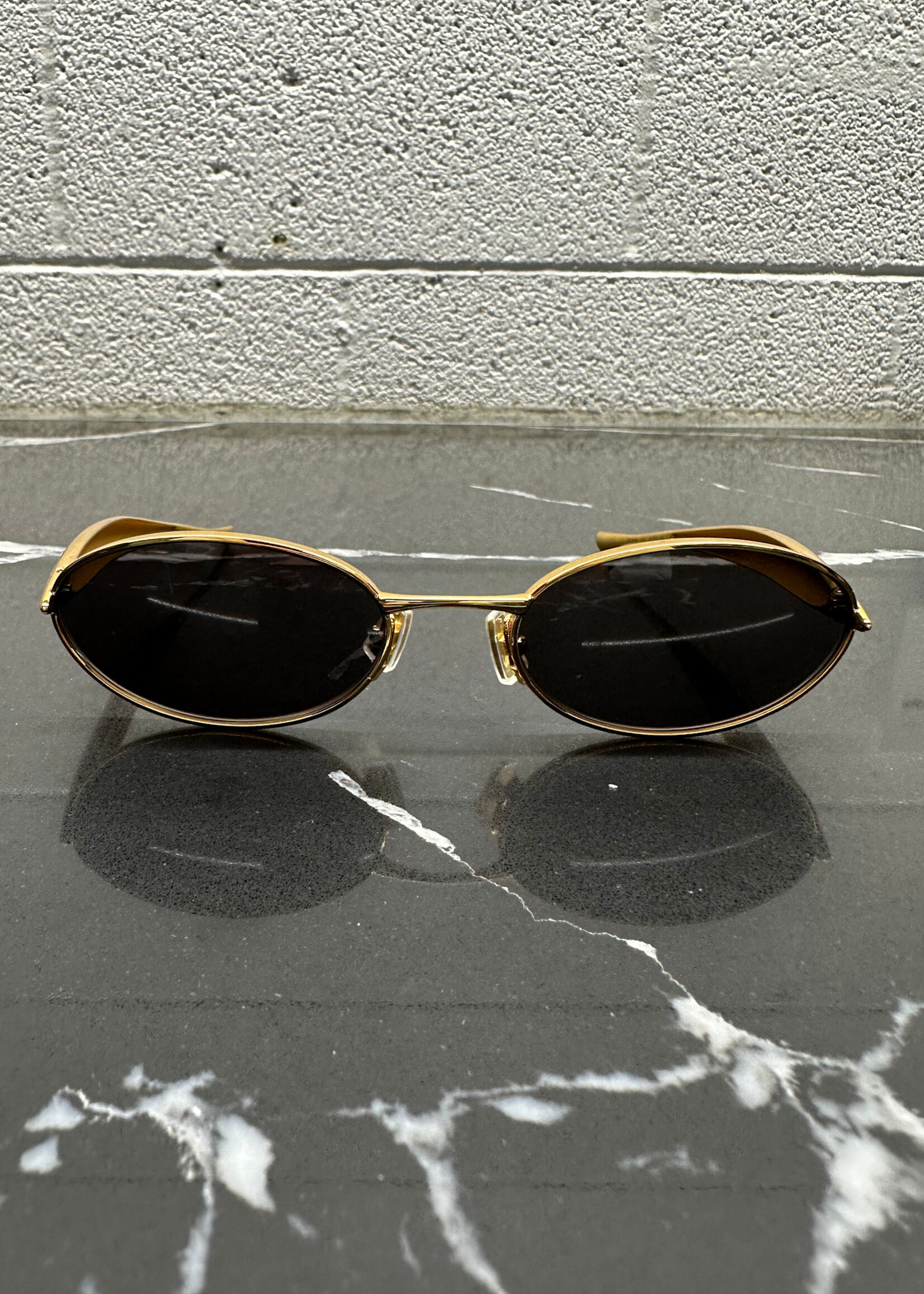 Bottega Veneta Gold Sardine Oval Glasses (Retail $655)