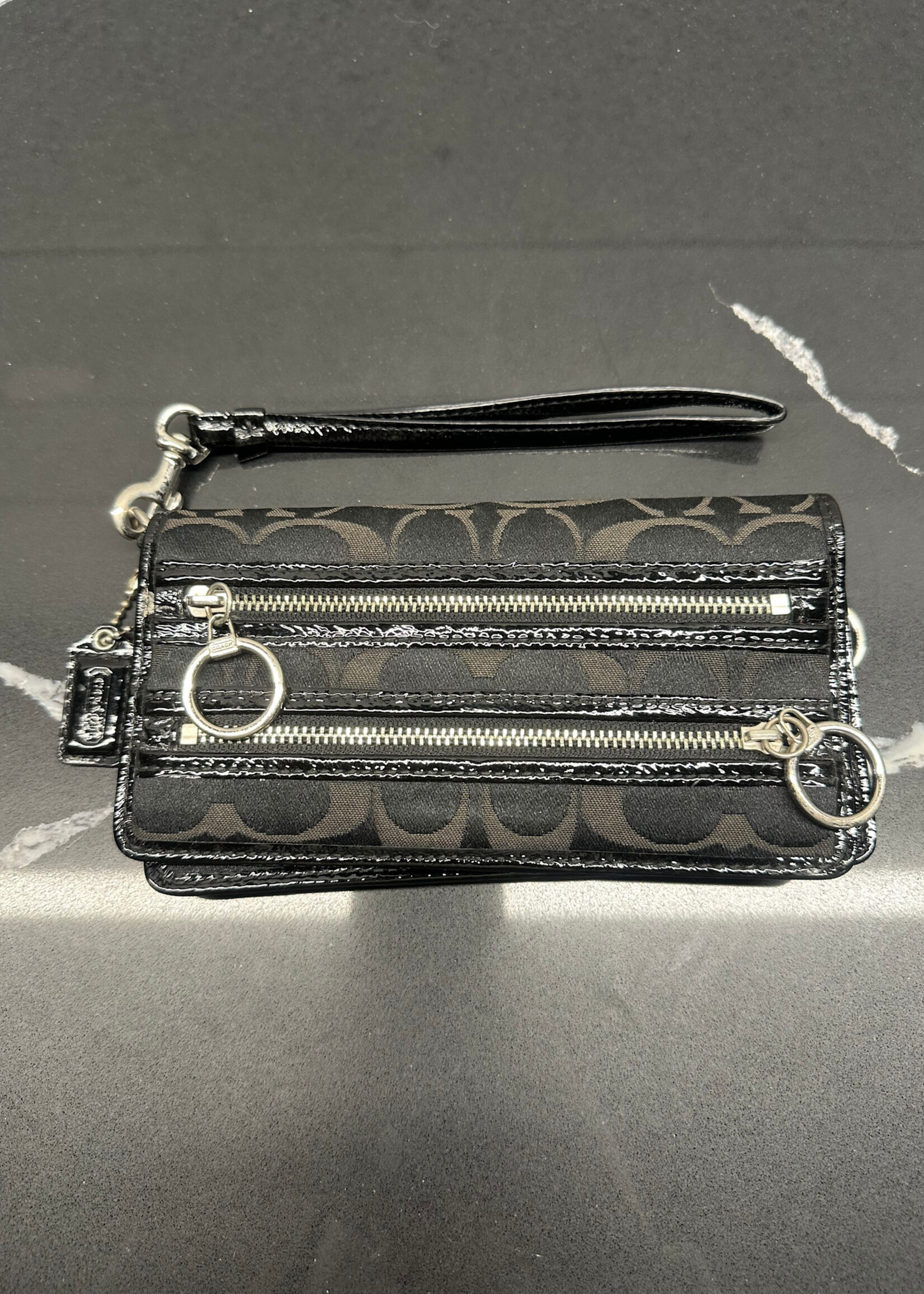 Coach Black Tonal Monogram Wallet Os