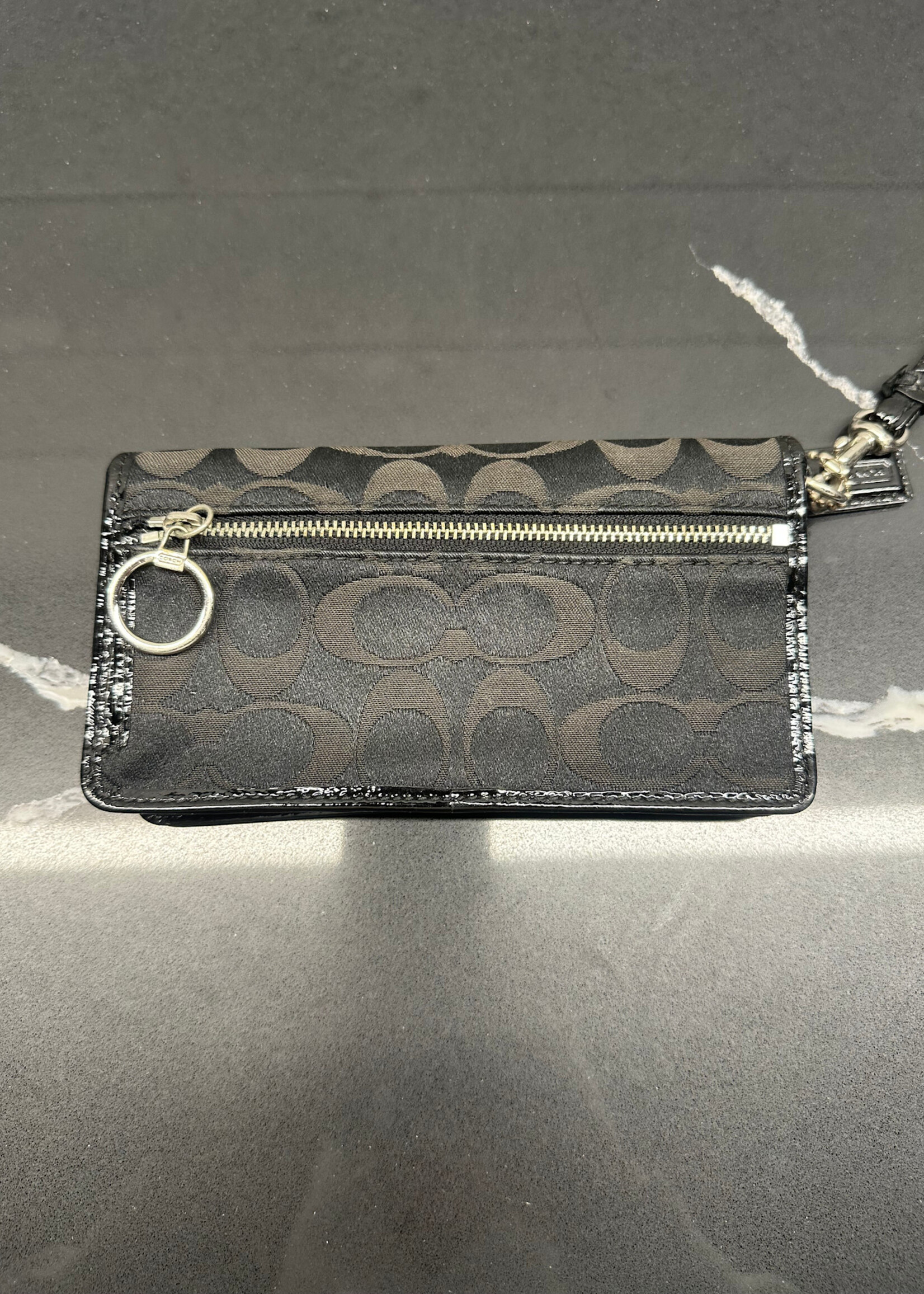 Coach Black Tonal Monogram Wallet Os