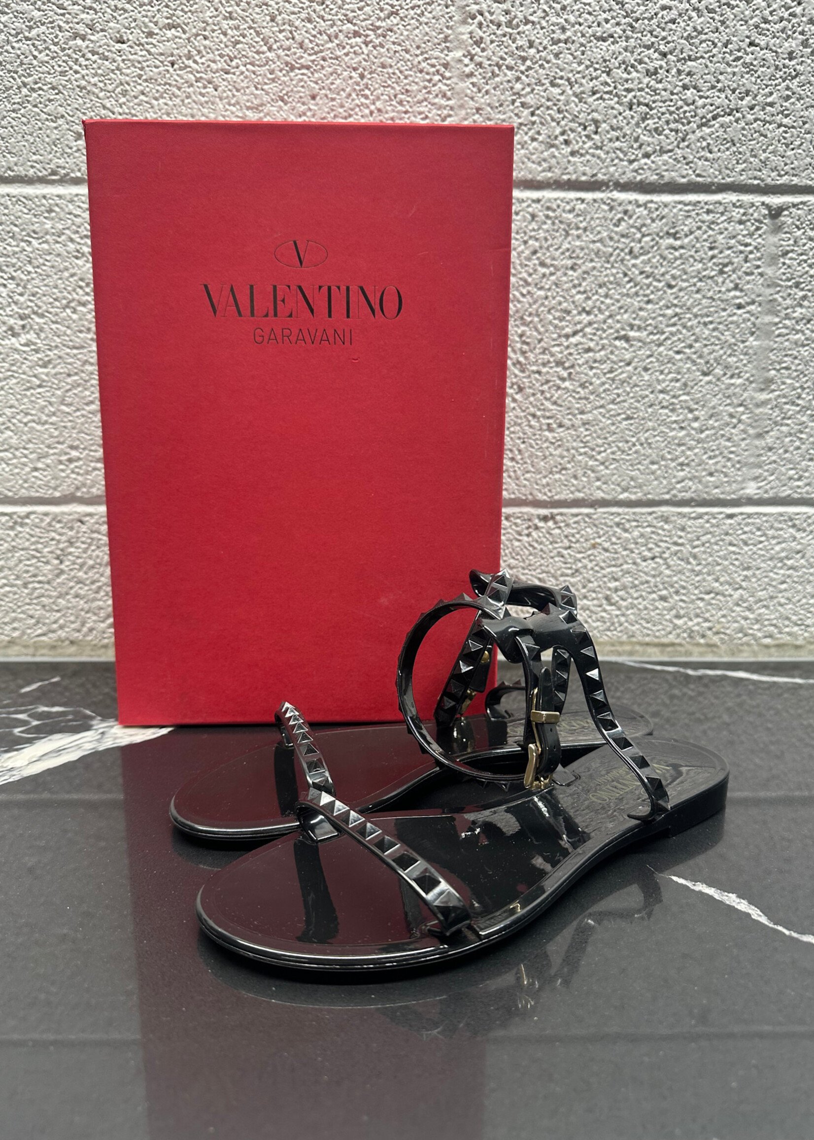 Valentino Garavanti Rockstud Black Sandals Fem 37