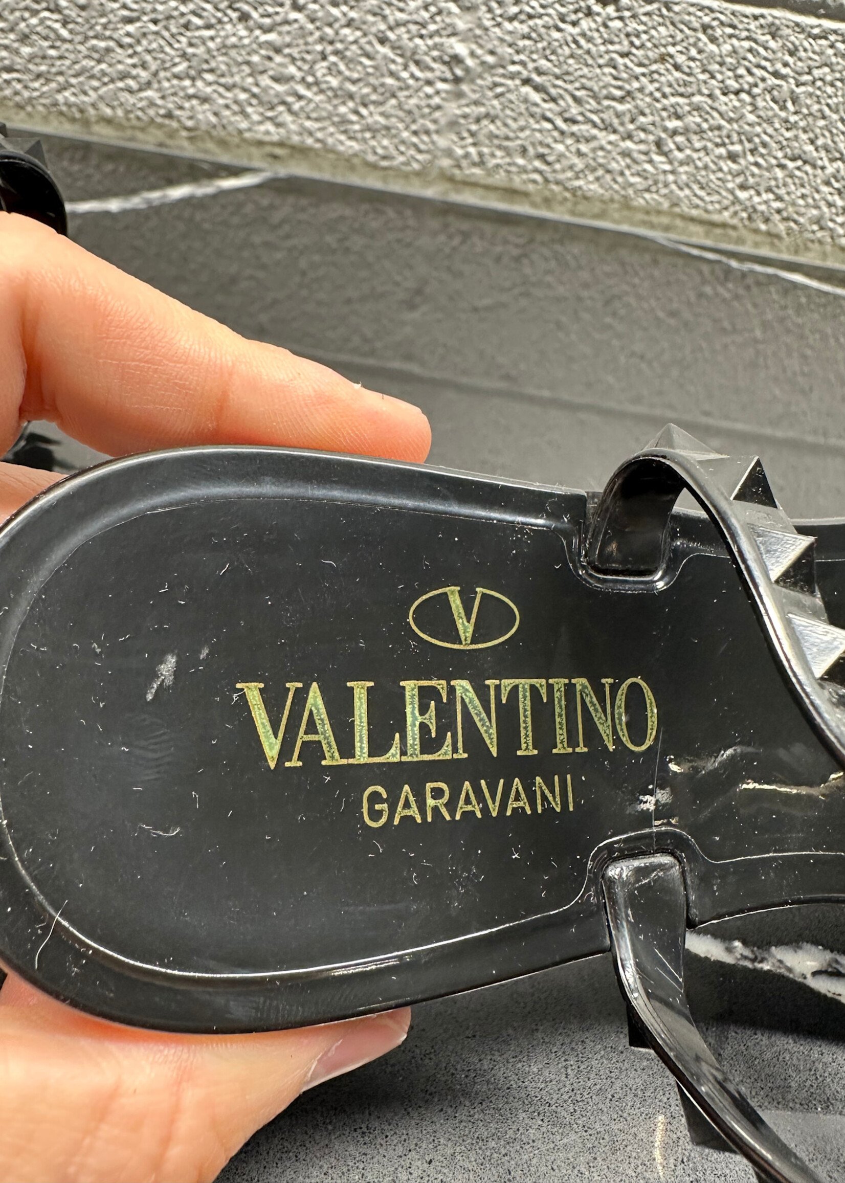 Valentino Garavanti Rockstud Black Sandals Fem 37