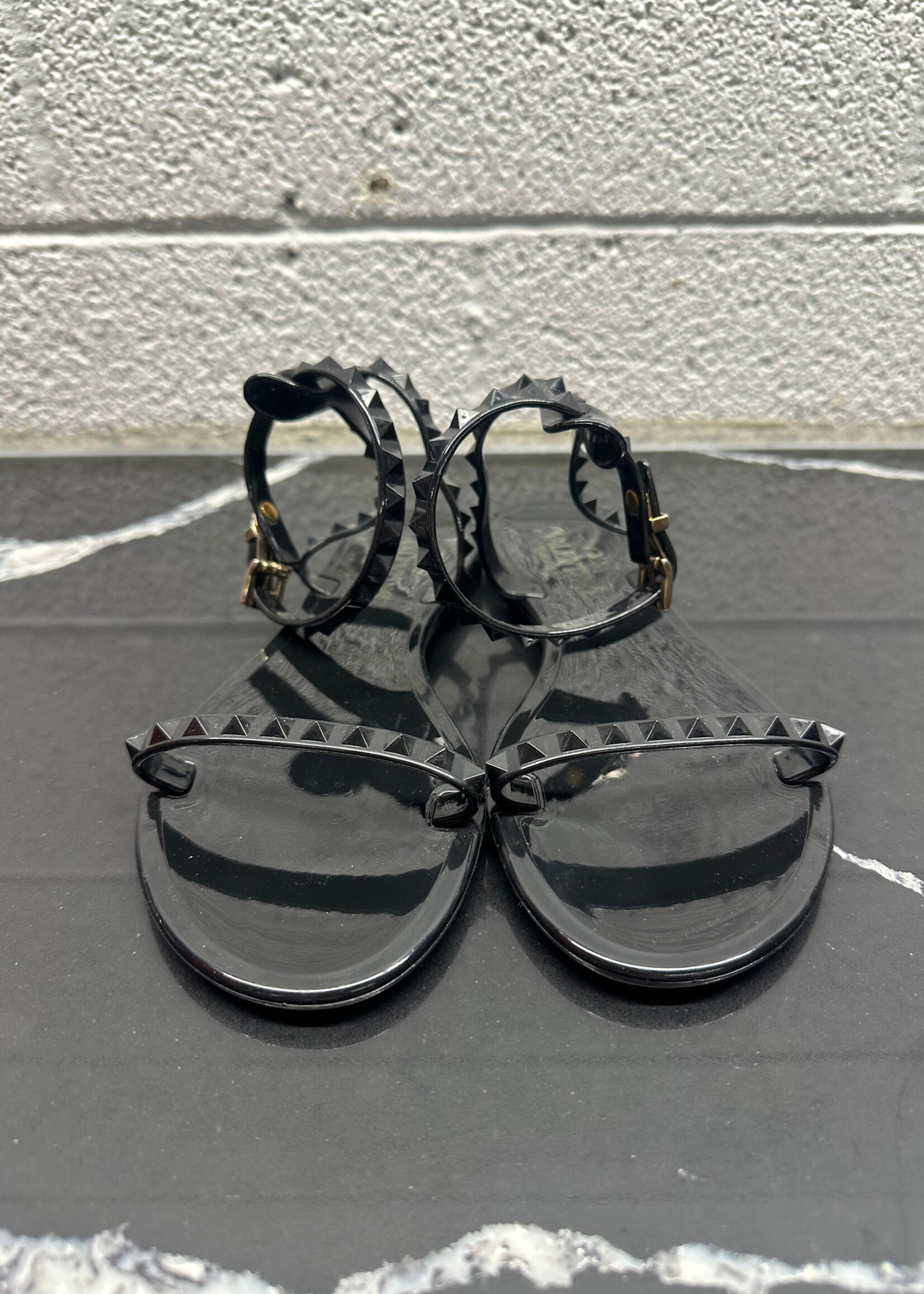 Valentino Garavanti Rockstud Black Sandals Fem 37