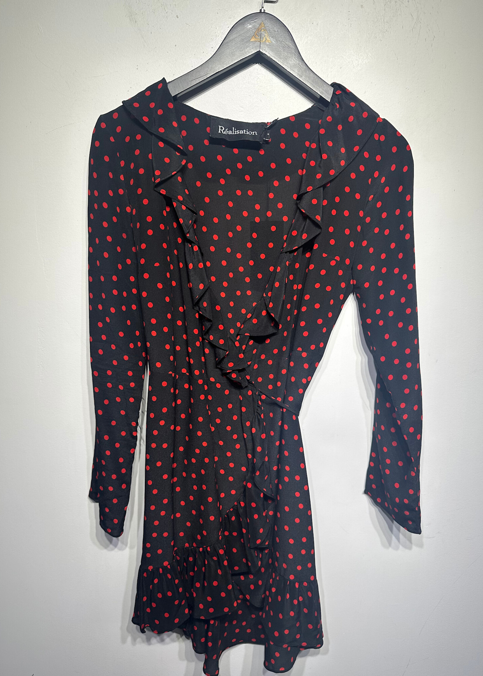 Realisation Red/Black Polka Tie Top S