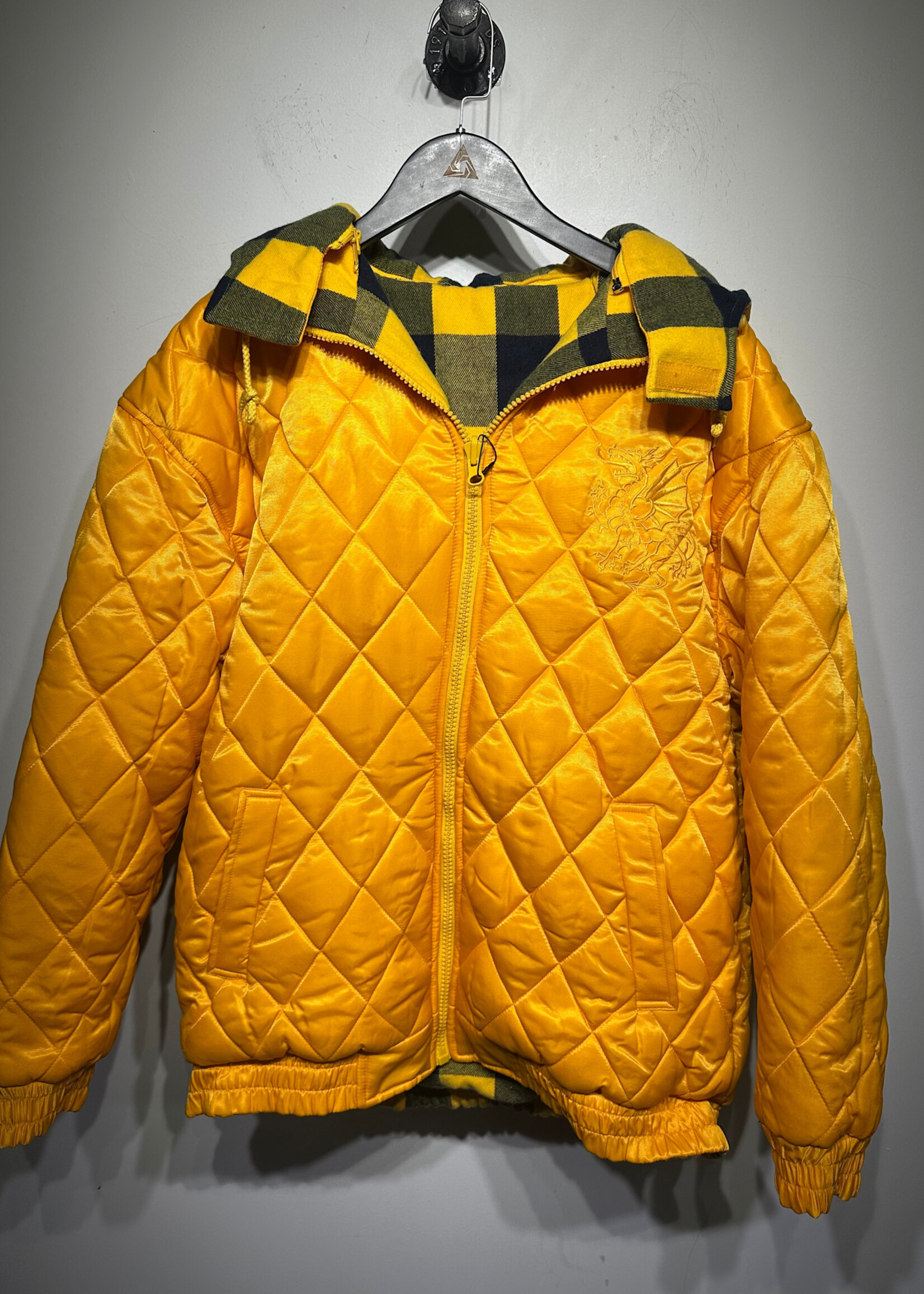 YOD YELLOW/BLUE PLAID PUFFER JACKET XXL