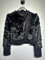 BCBG Black Faux Fur Trim Jacket Fem XS