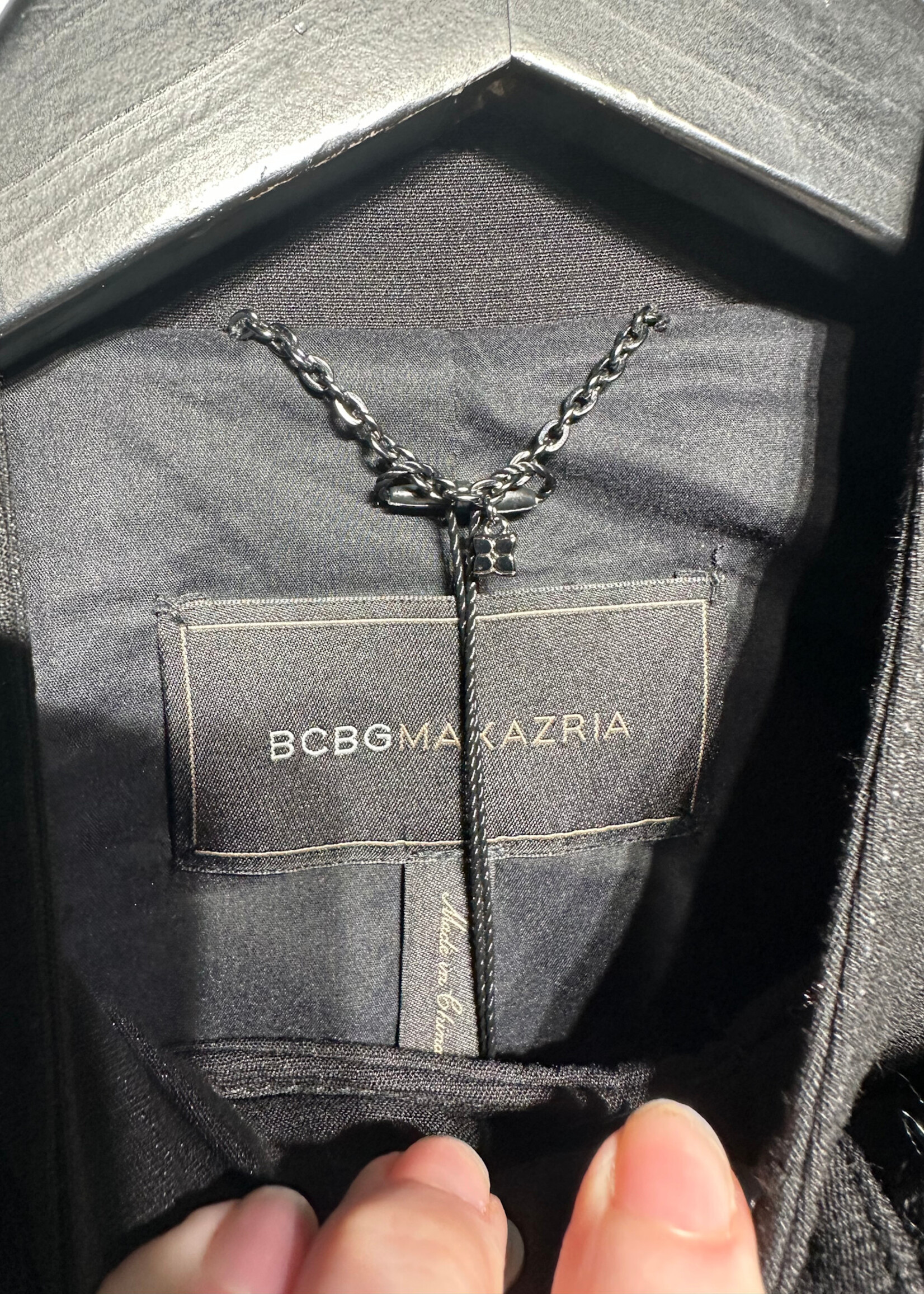 BCBG Black Faux Fur Trim Jacket Fem XS