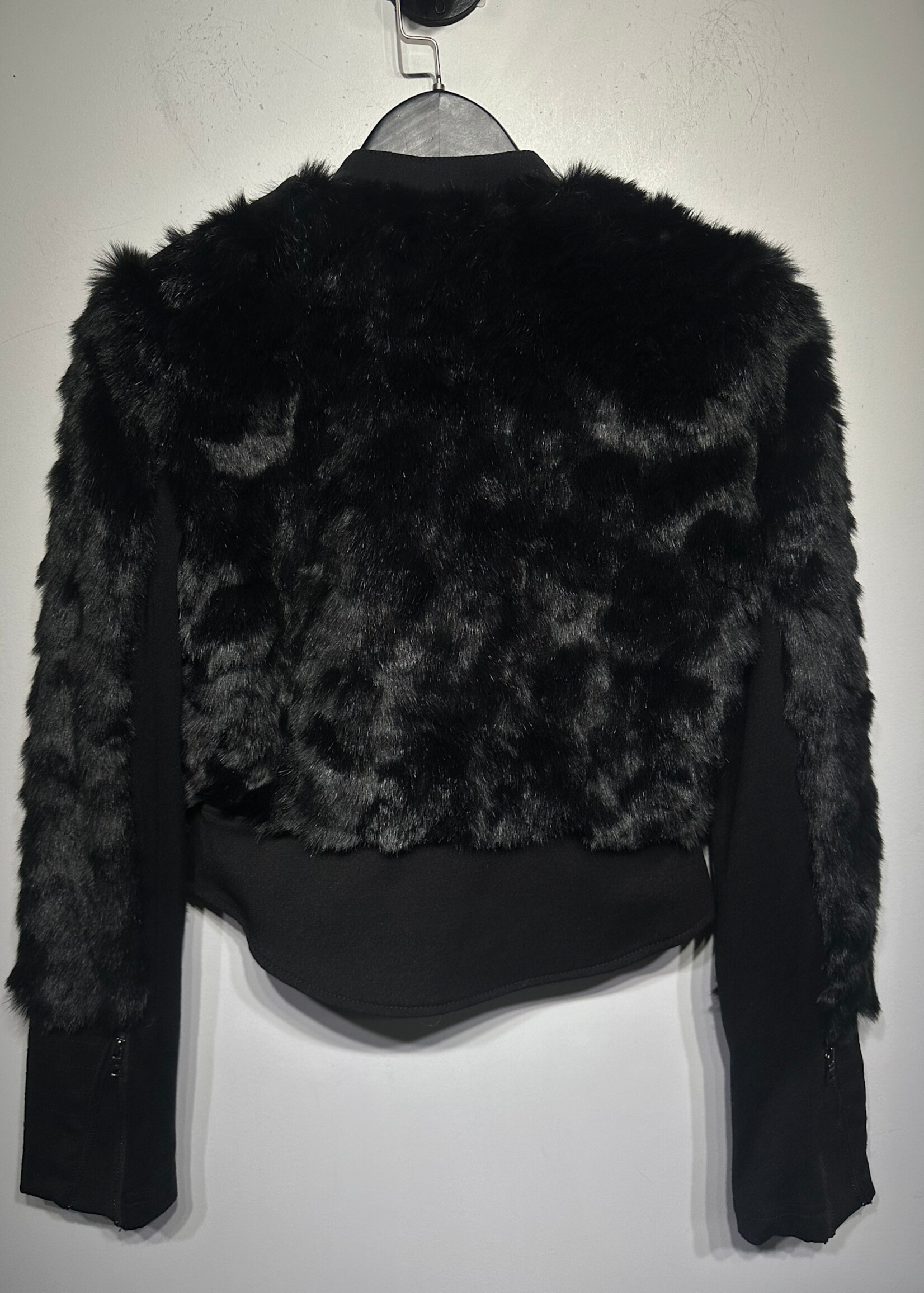BCBG Black Faux Fur Trim Jacket Fem XS