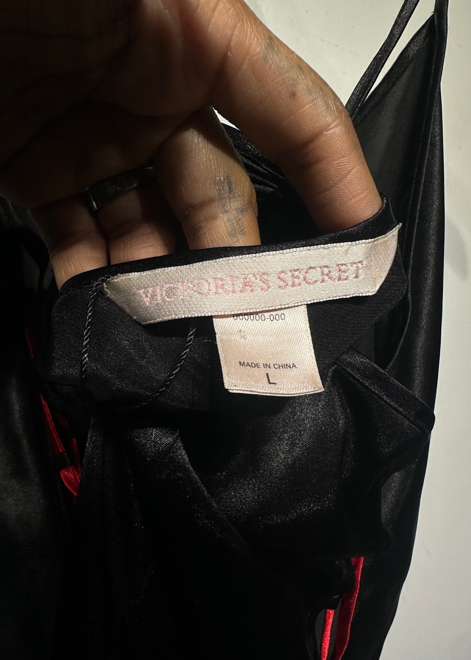 Victoria's Secret Black Red Lace Up Maxi Dress L