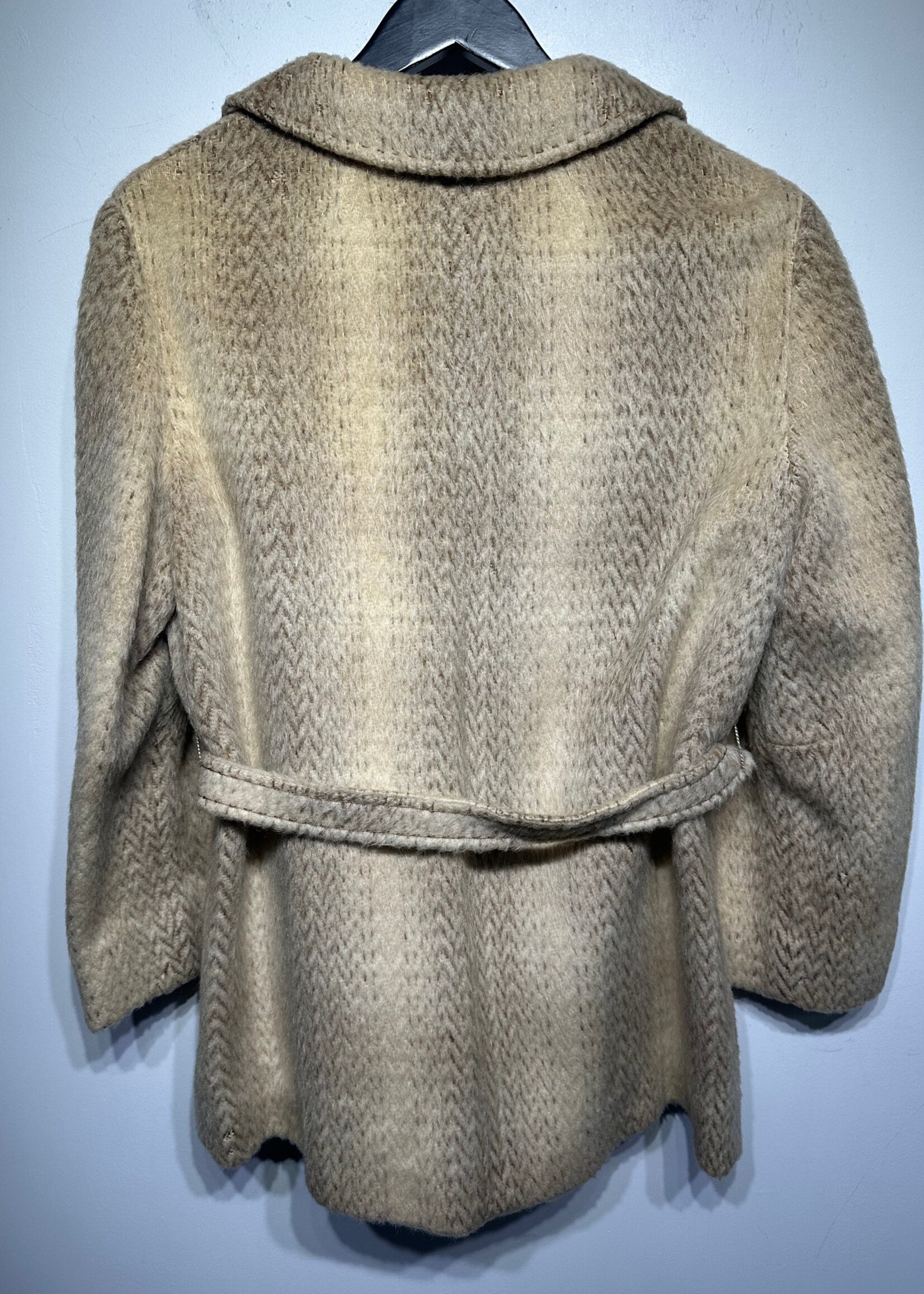 Vintage Beige Tonal Wool Overcoat Fem M