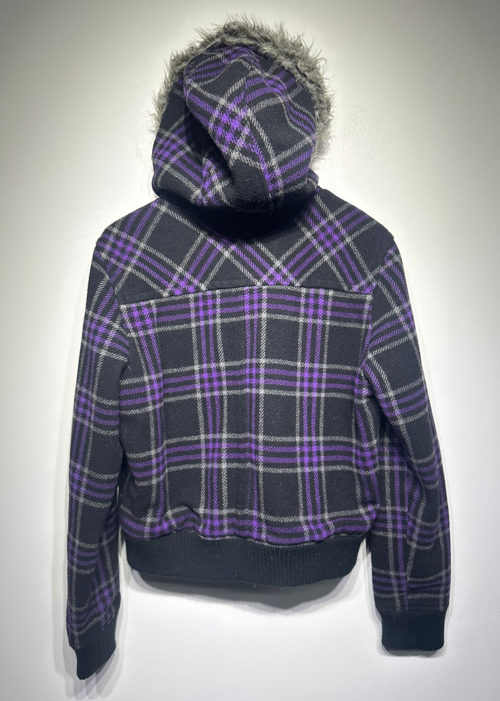 Aeropostale Y2K Purple Plaid Hoodie Fem XL