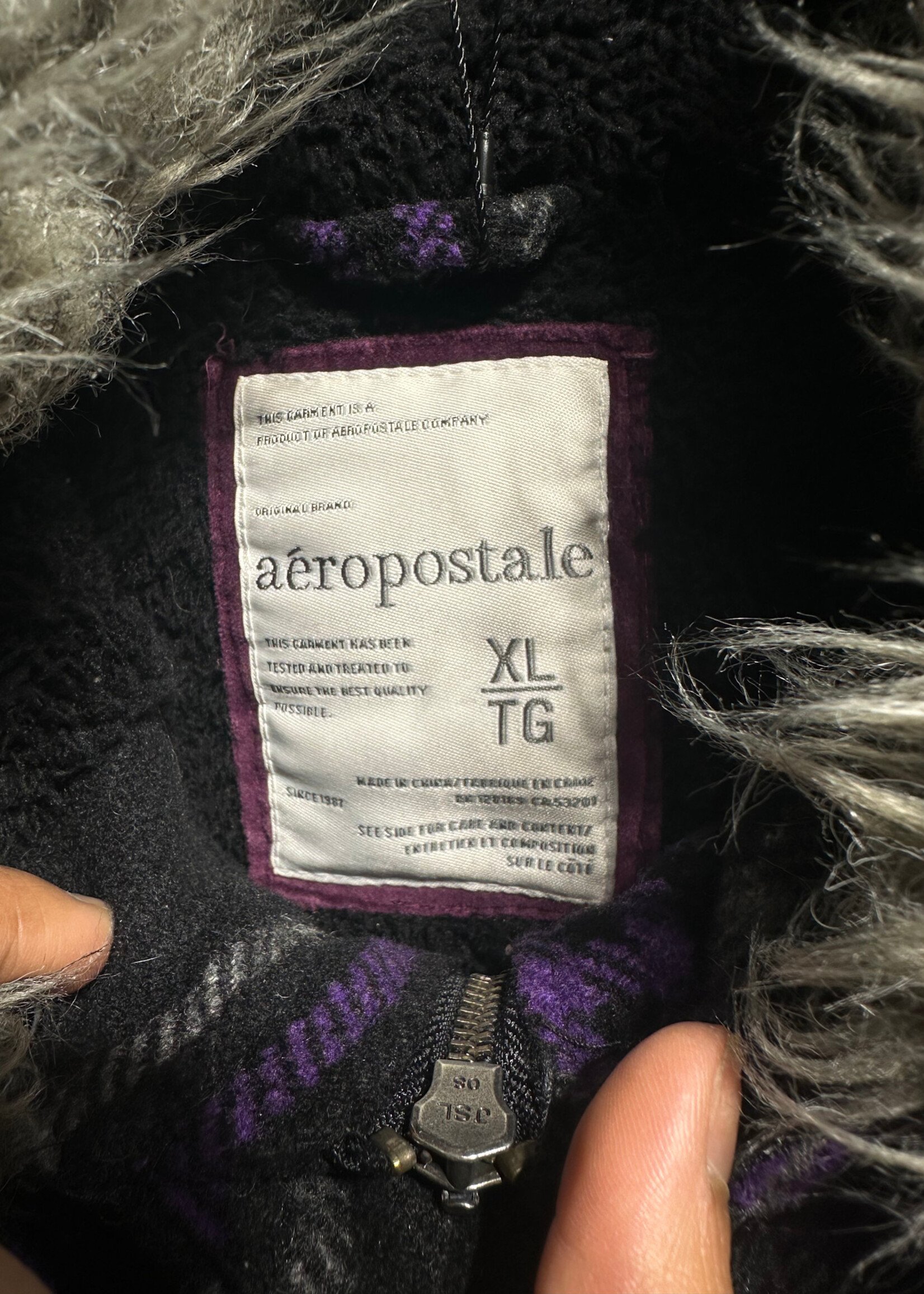 Aeropostale Y2K Purple Plaid Hoodie Fem XL