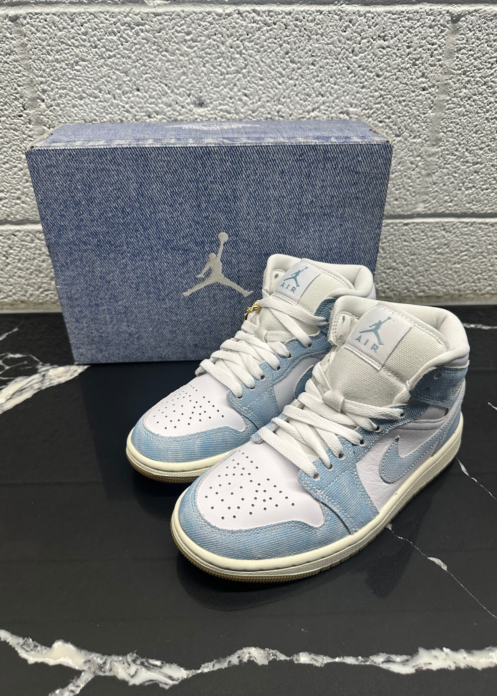 AIR JORDAN 1 MID DENIM SHOES 6.5