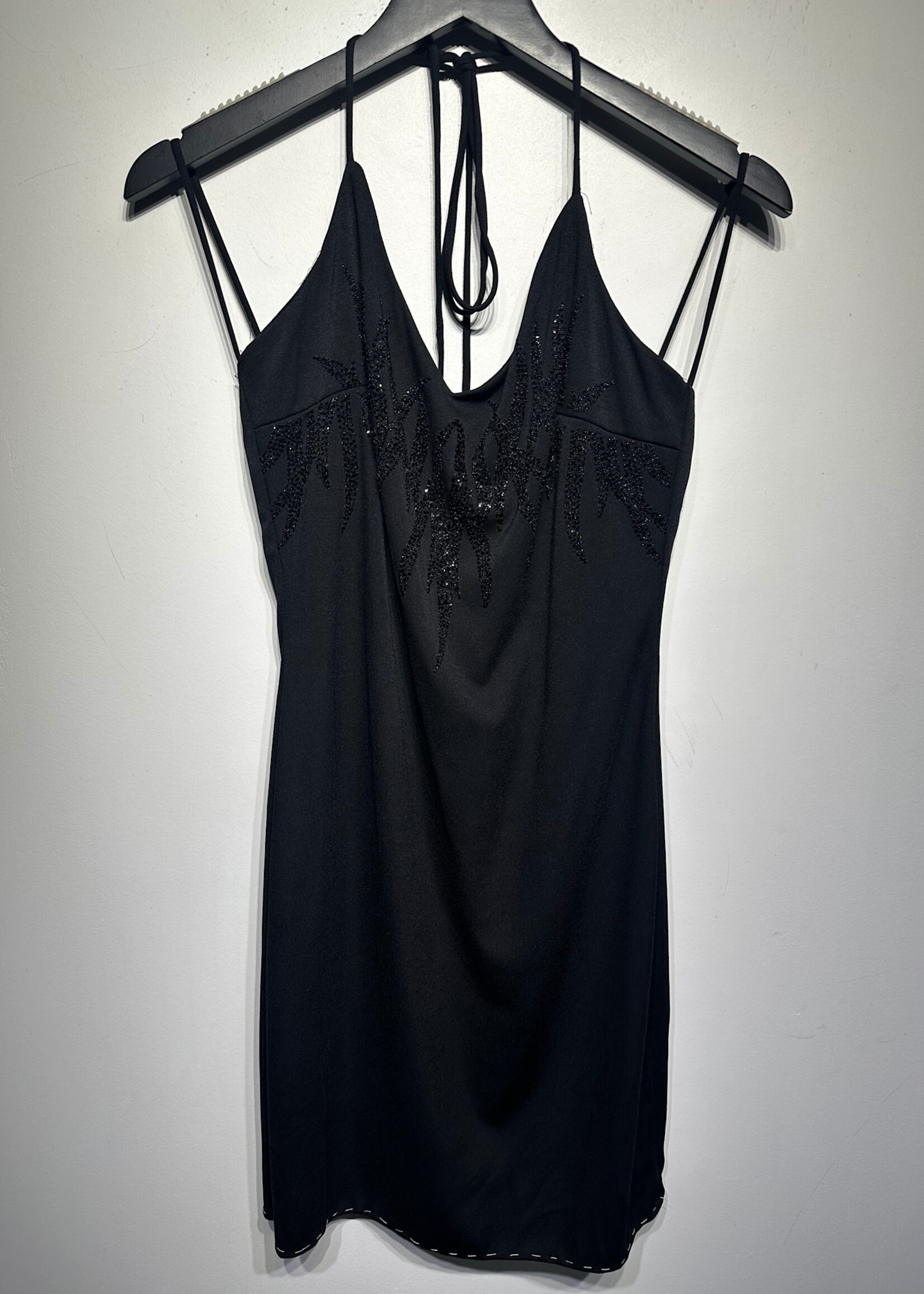 Fanny Black Beaded Y2K Mini Dress M