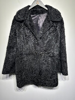 Item House Vintage Black Textured Overcoat Fem L