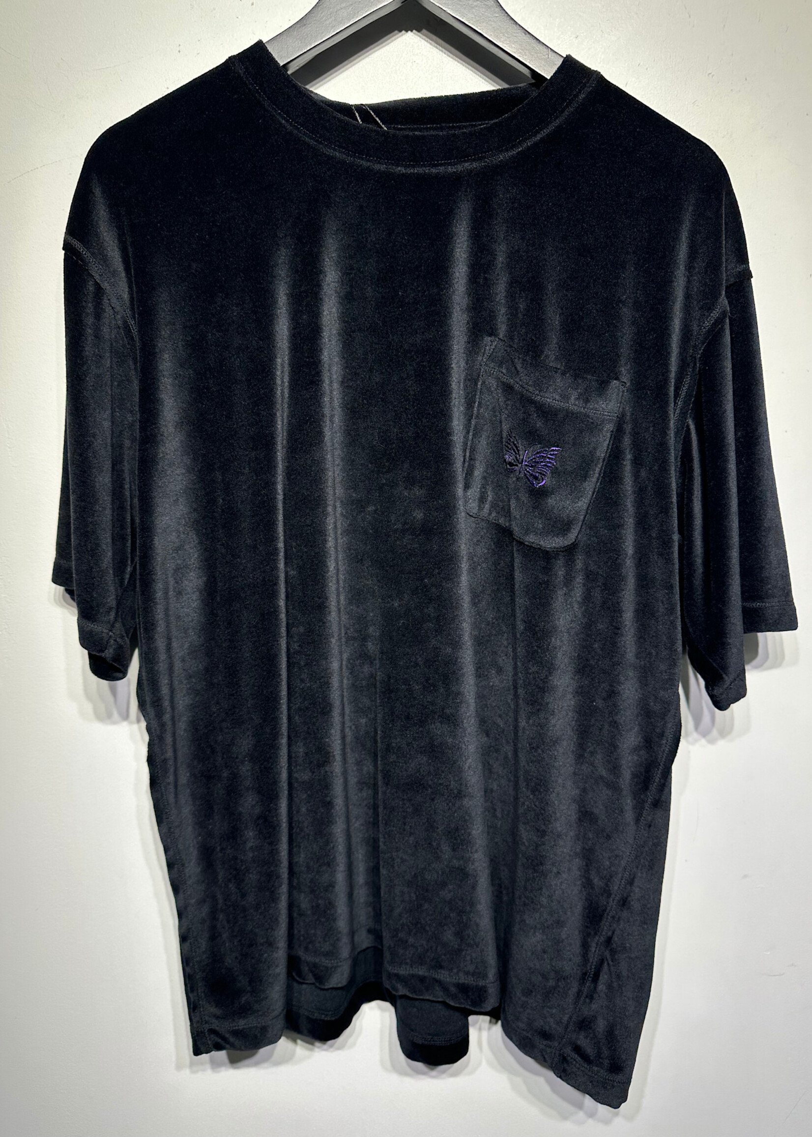 Needles Black Velour Pocket Tee L