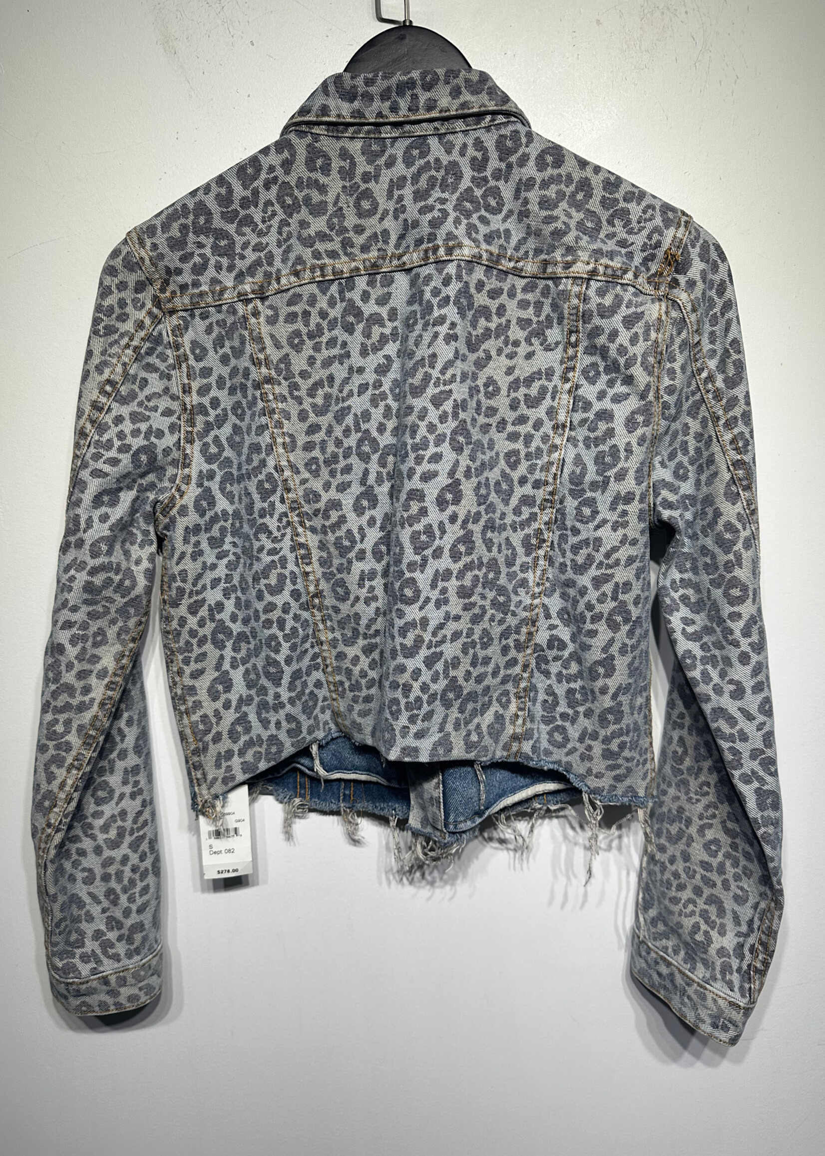 NWT GRLFRND DENIM BLUE CHEETAH JACKET S