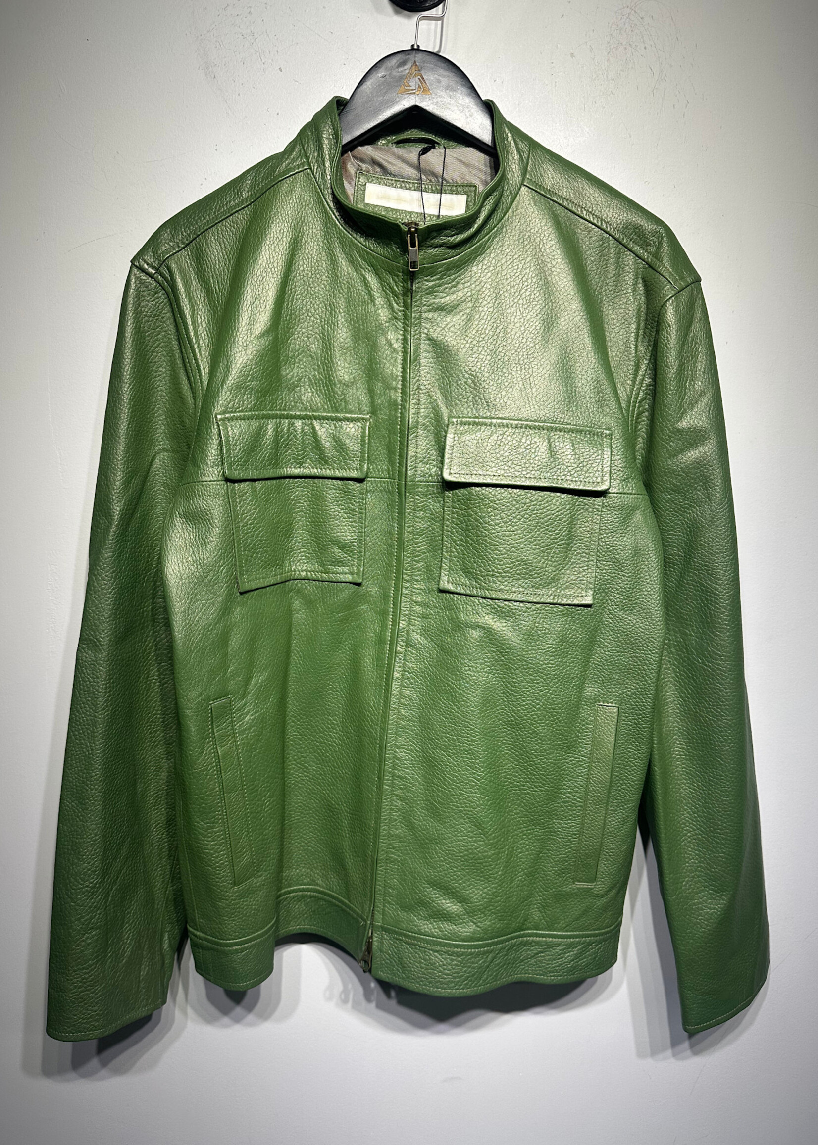 Sin Green Two Pocket Leather Jacket Fem M